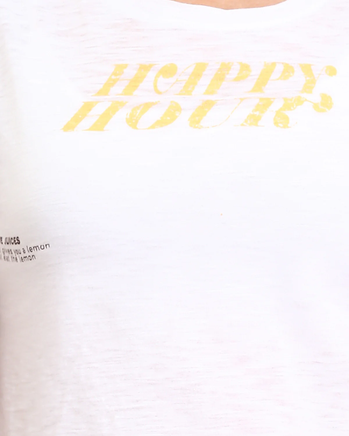 Ravin Women’s "Happy Hour" Graphic Cropped Slub T-Shirt - White - R208614 - Image 4