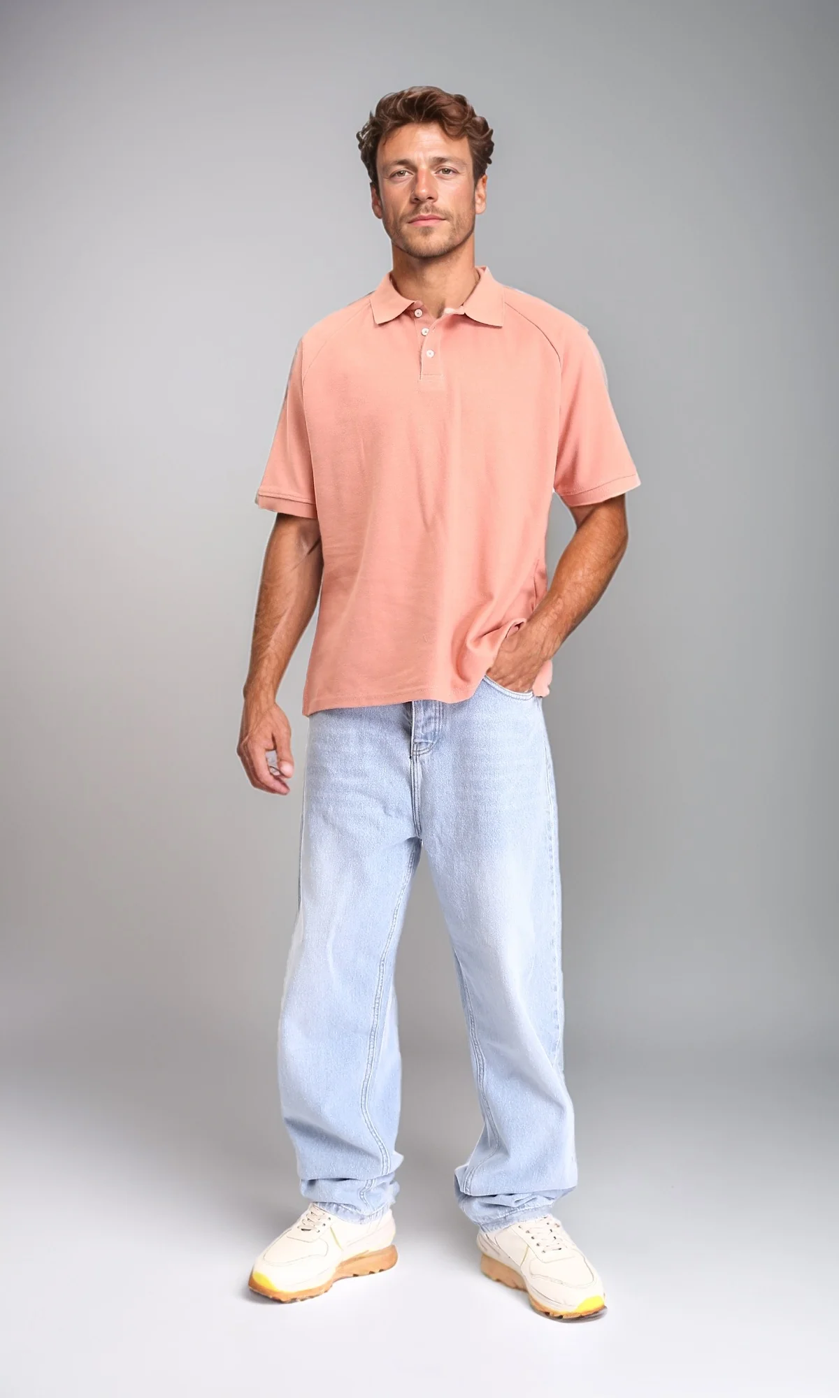 Light Blue Wide Leg Jeans - Straight Fit Cotton Denim for Men - Image 5