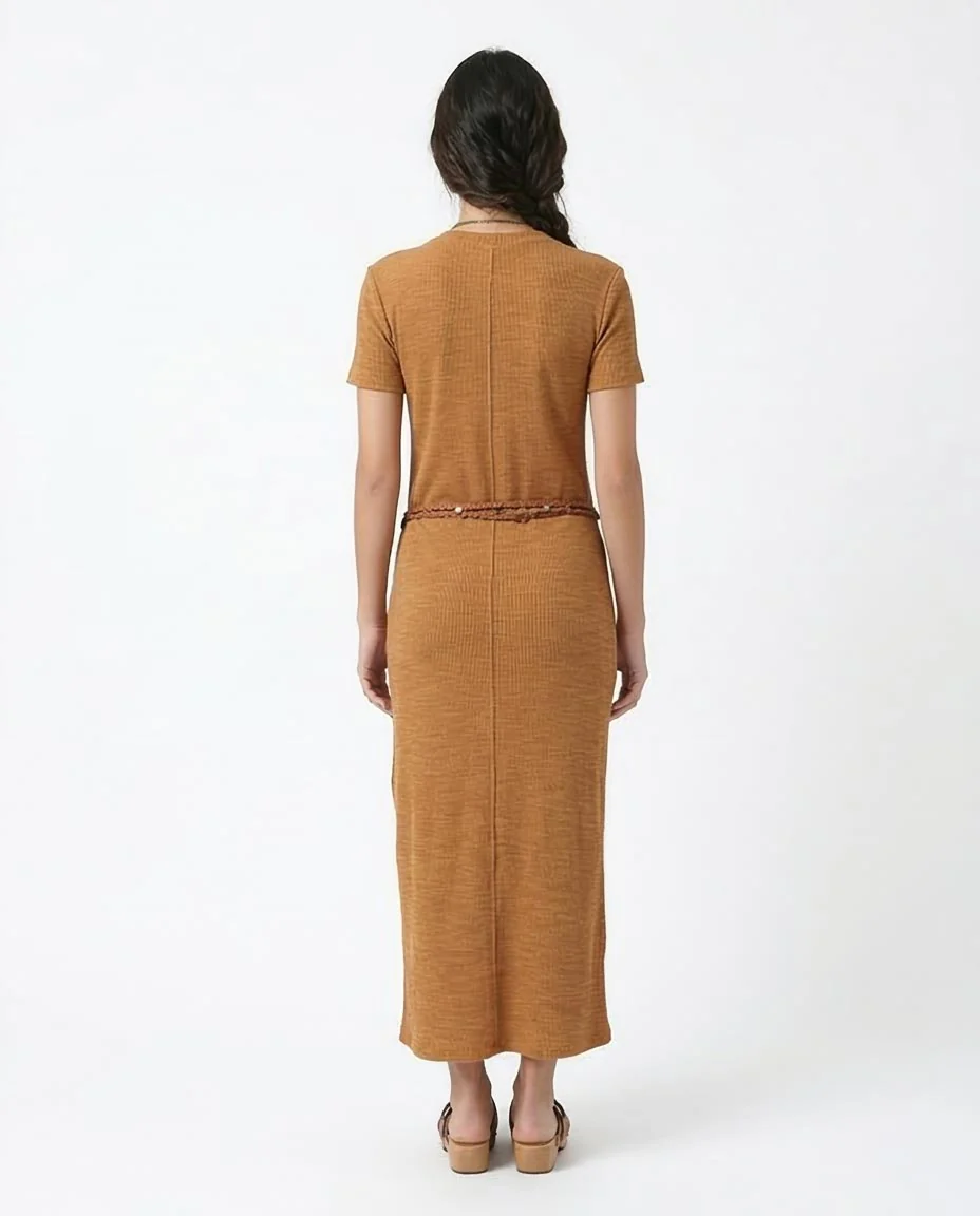 Ravin Ribbed Short-Sleeve Maxi Dress – Toffee - R208762 - Image 2