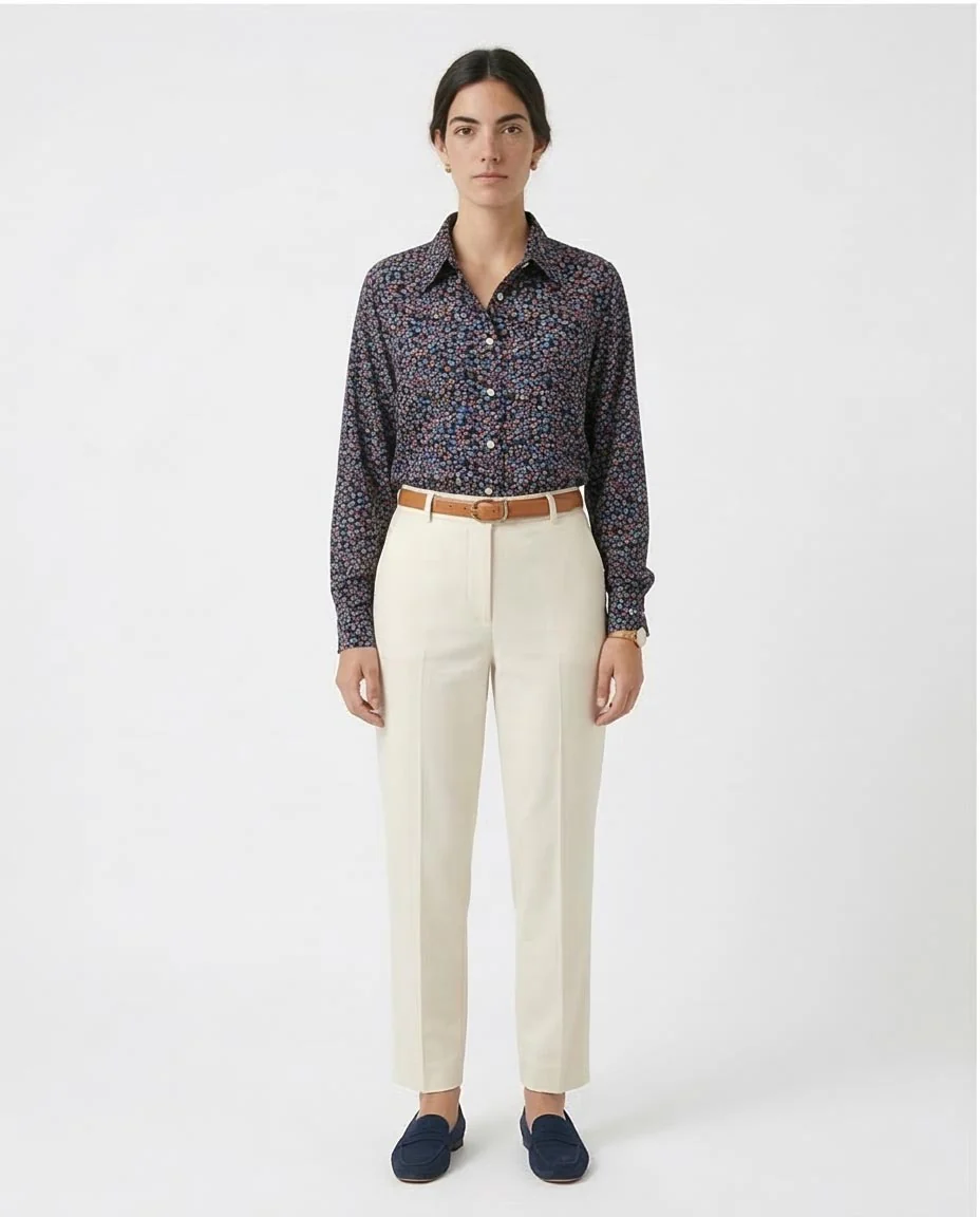 Ravin Women’s Ditsy Floral Print Button-Down Shirt – Navy & Orange Multi Color - R208771 - Image 3