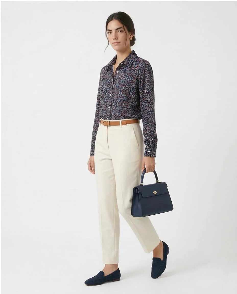 Ravin Women’s Ditsy Floral Print Button-Down Shirt – Navy & Orange Multi Color - R208771 - Image 5