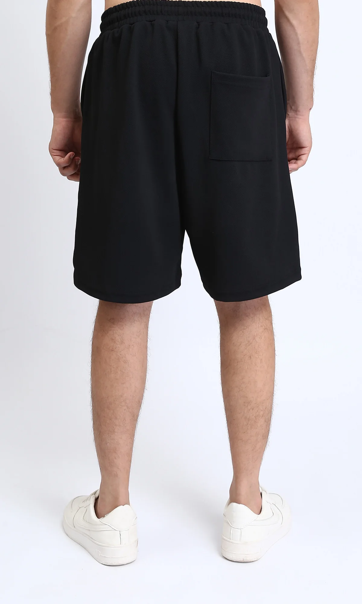 R208799 - Slip On Solid Cotton Shorts - Black - Image 2