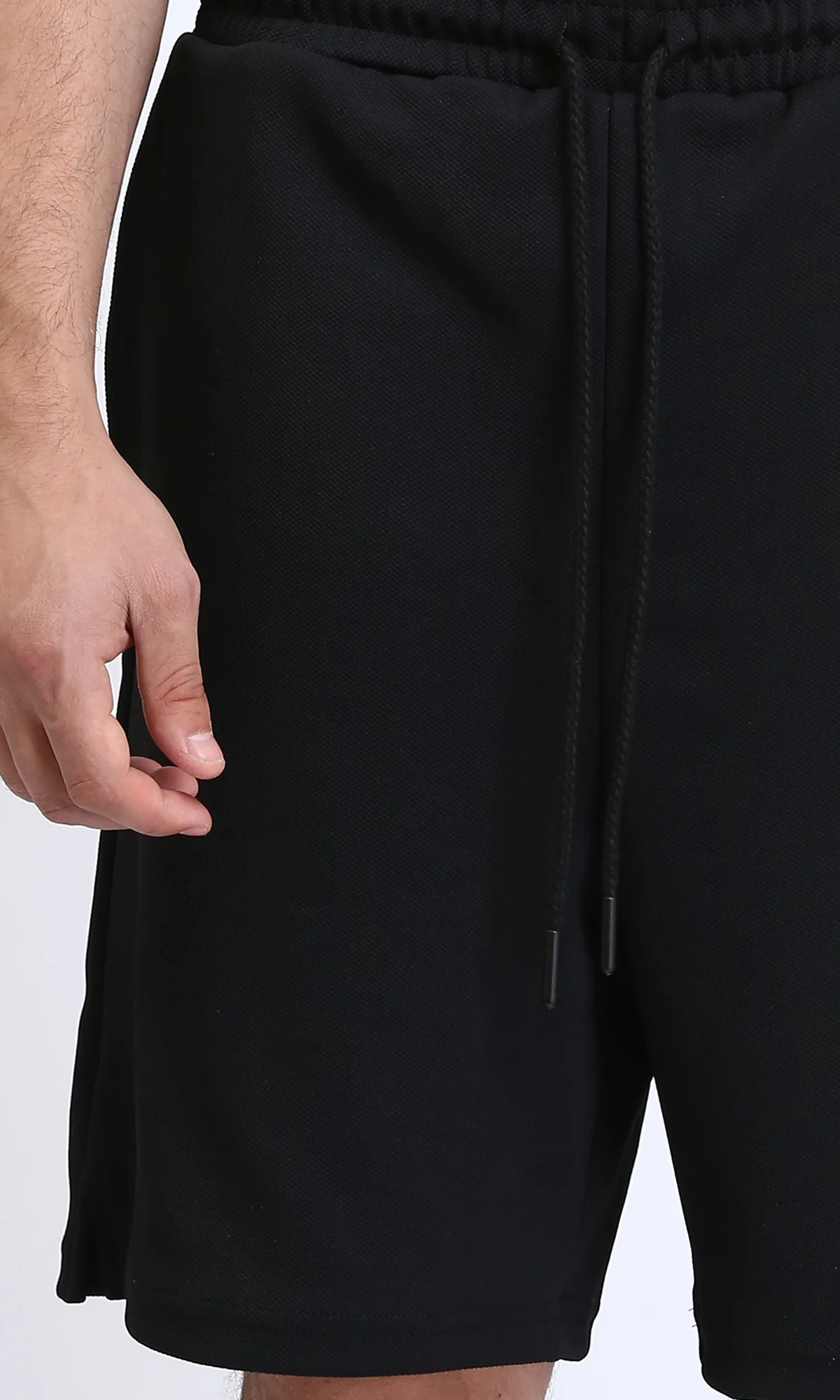 R208799 - Slip On Solid Cotton Shorts - Black - Image 3