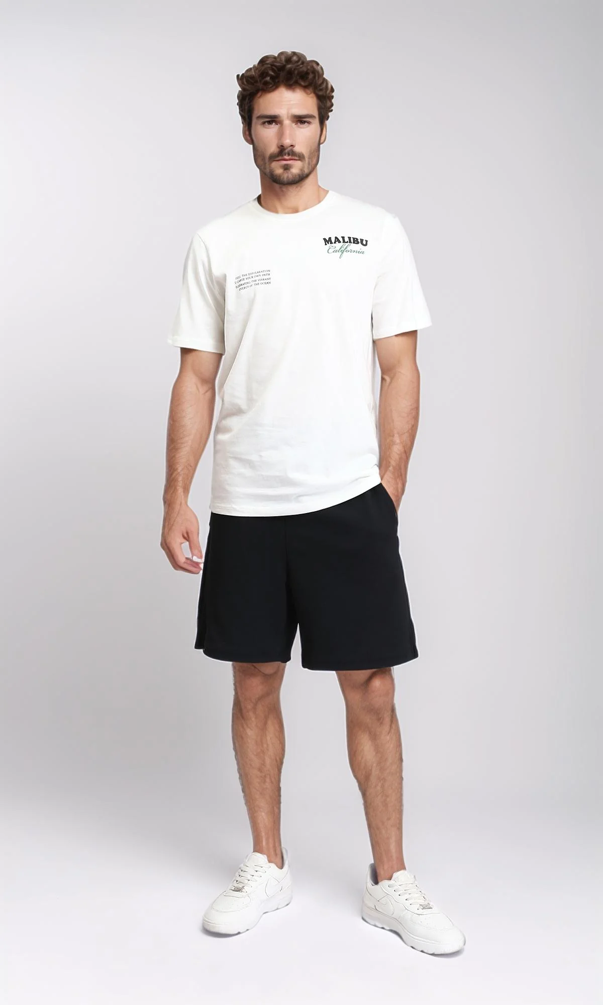 R208799 - Slip On Solid Cotton Shorts - Black - Image 4