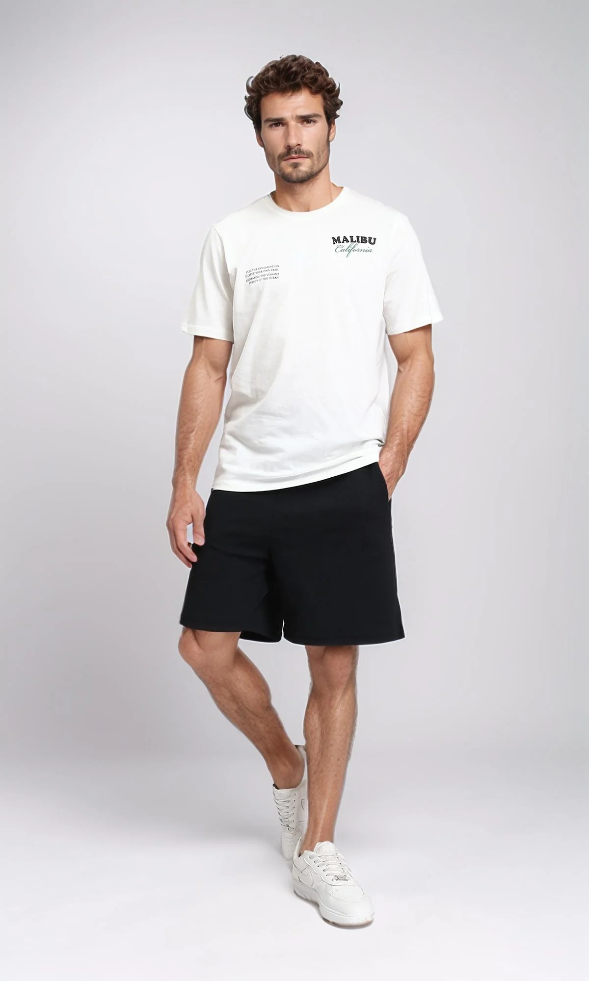 R208799 - Slip On Solid Cotton Shorts - Black - Image 5