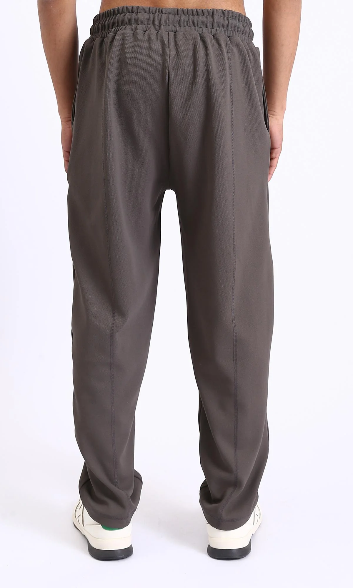 R208820-Relaxed Leg Slip On Summer Pants - Dark Grey - Image 2