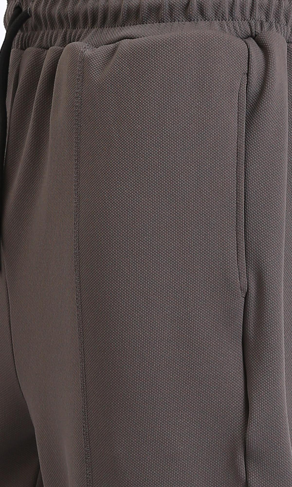 R208820-Relaxed Leg Slip On Summer Pants - Dark Grey - Image 3