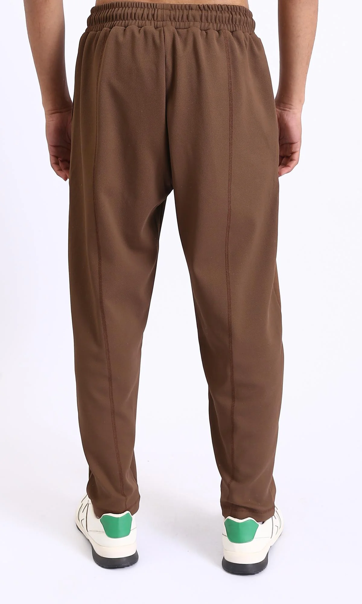 R208837-Relaxed Leg Slip On Summer Pants - Dark Brown - Image 2