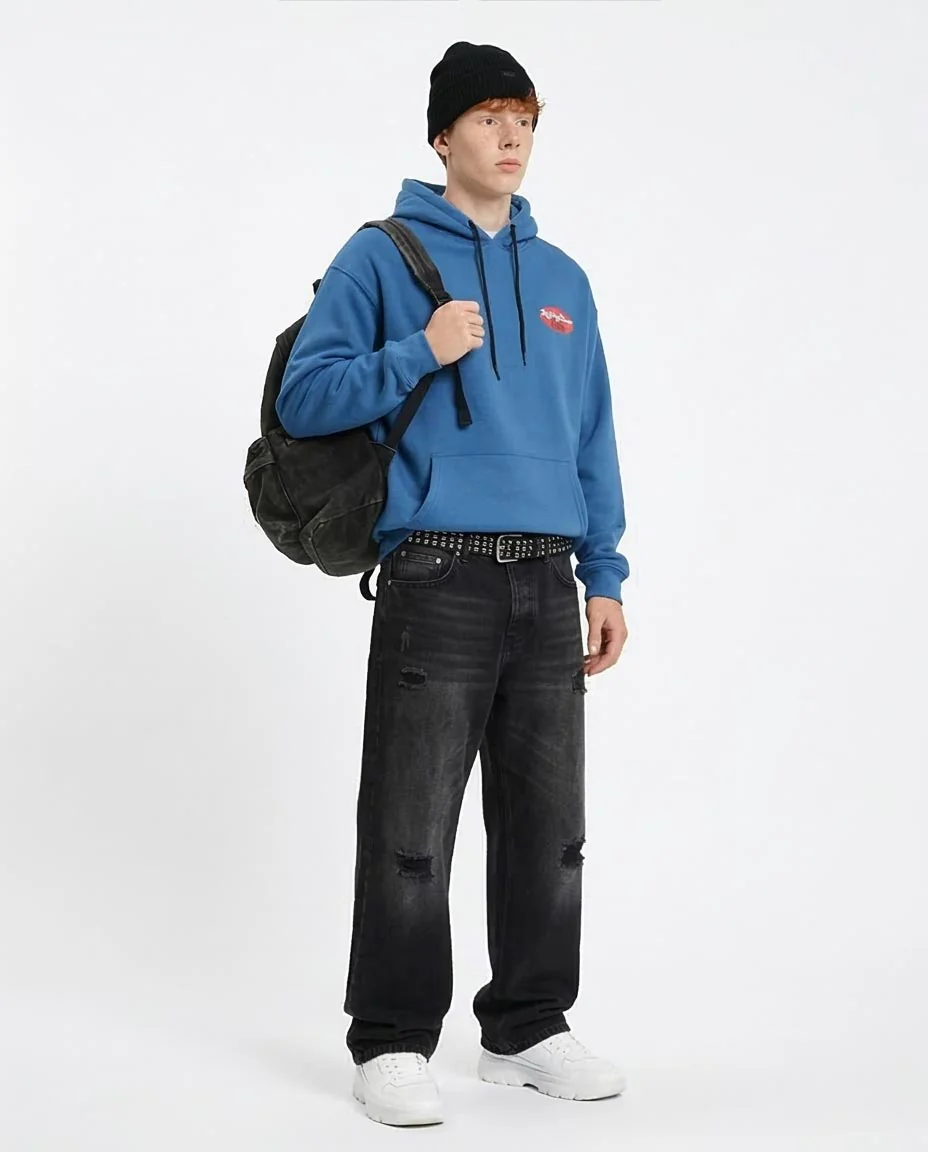 Ravin x Rolling Stone "Media Crew" Oversized Graphic Hoodie – Atlantic Blue - R208841 - Image 3