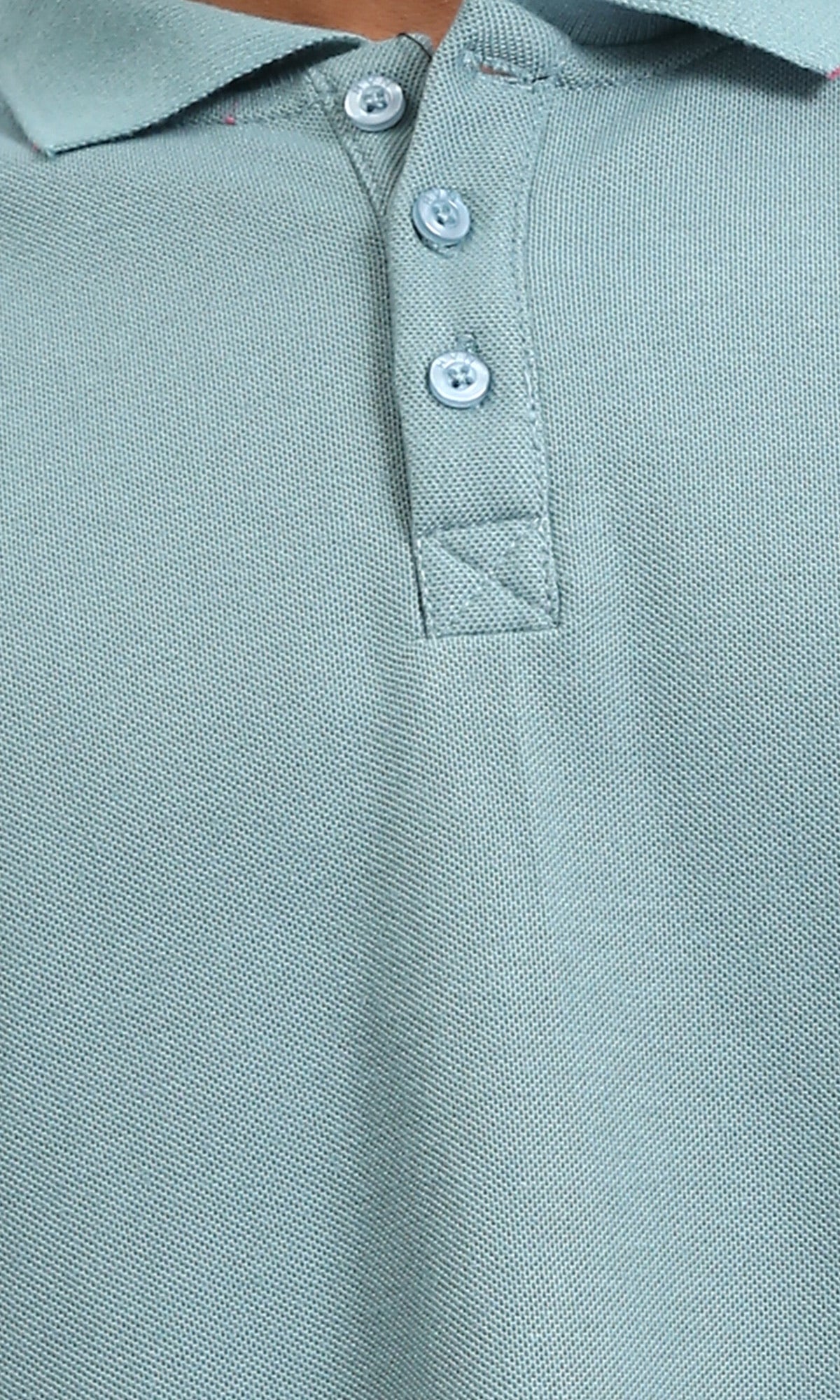 R208947 - Elbow Sleeves Solid Polo Shirt - Dark Mint - Image 3