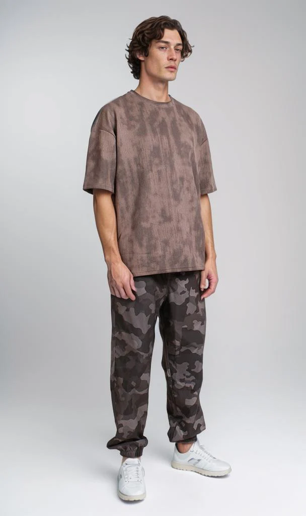 R208962 - Oversized Jacquard T-Shirt - Dark Brown - Image 5