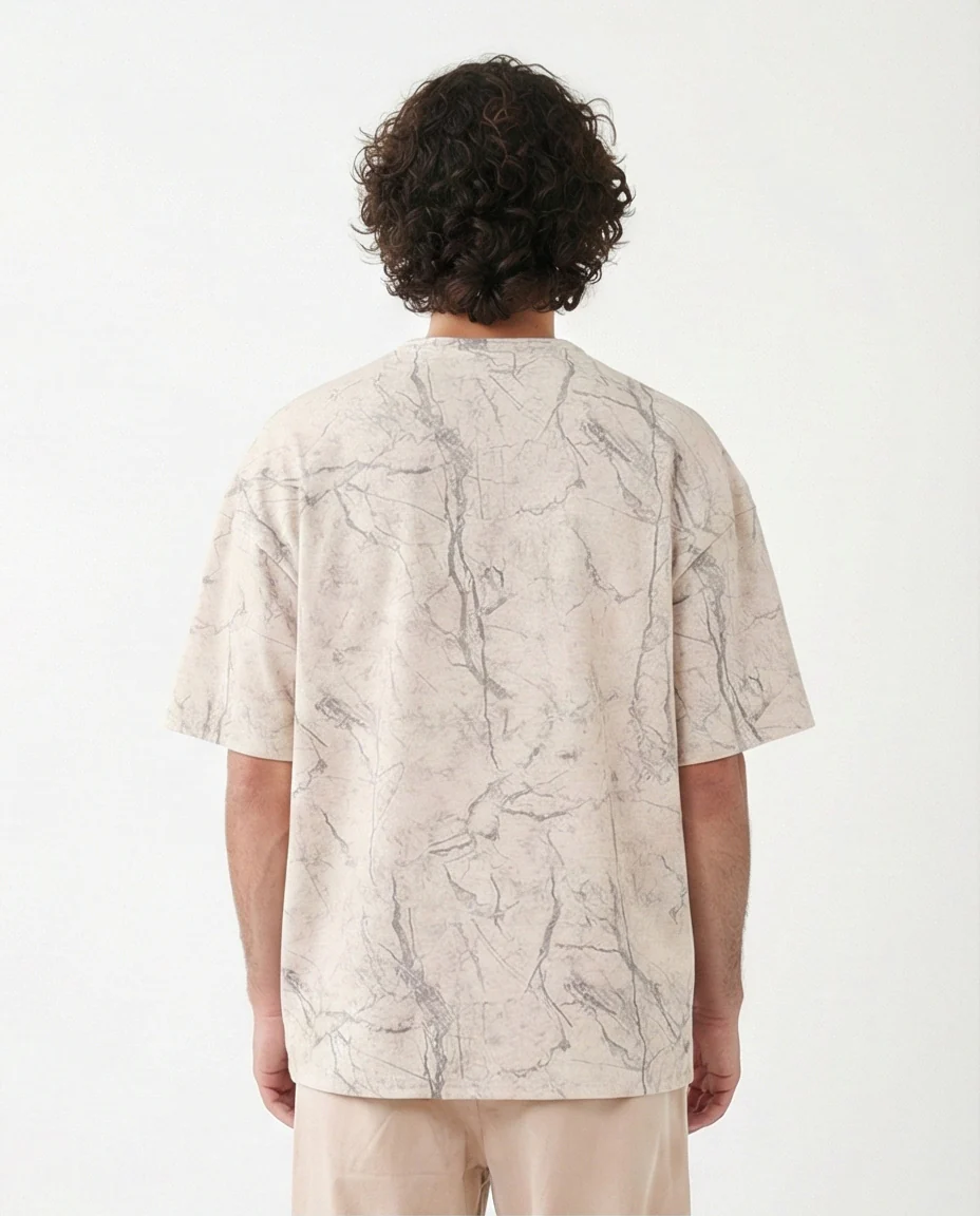 R208965 - Waffle Textured Oversized T-Shirt - Off-White - Image 2
