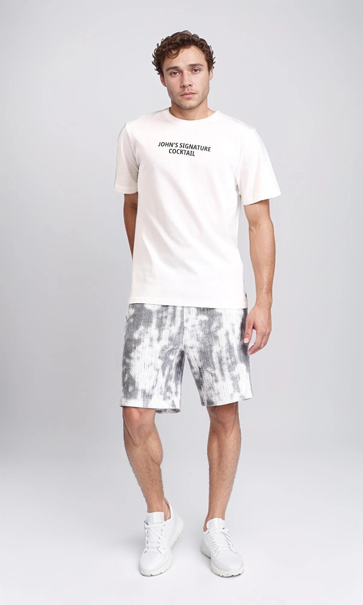 R208966 - Printed Short Sleeves Regular Tee - White - Image 4