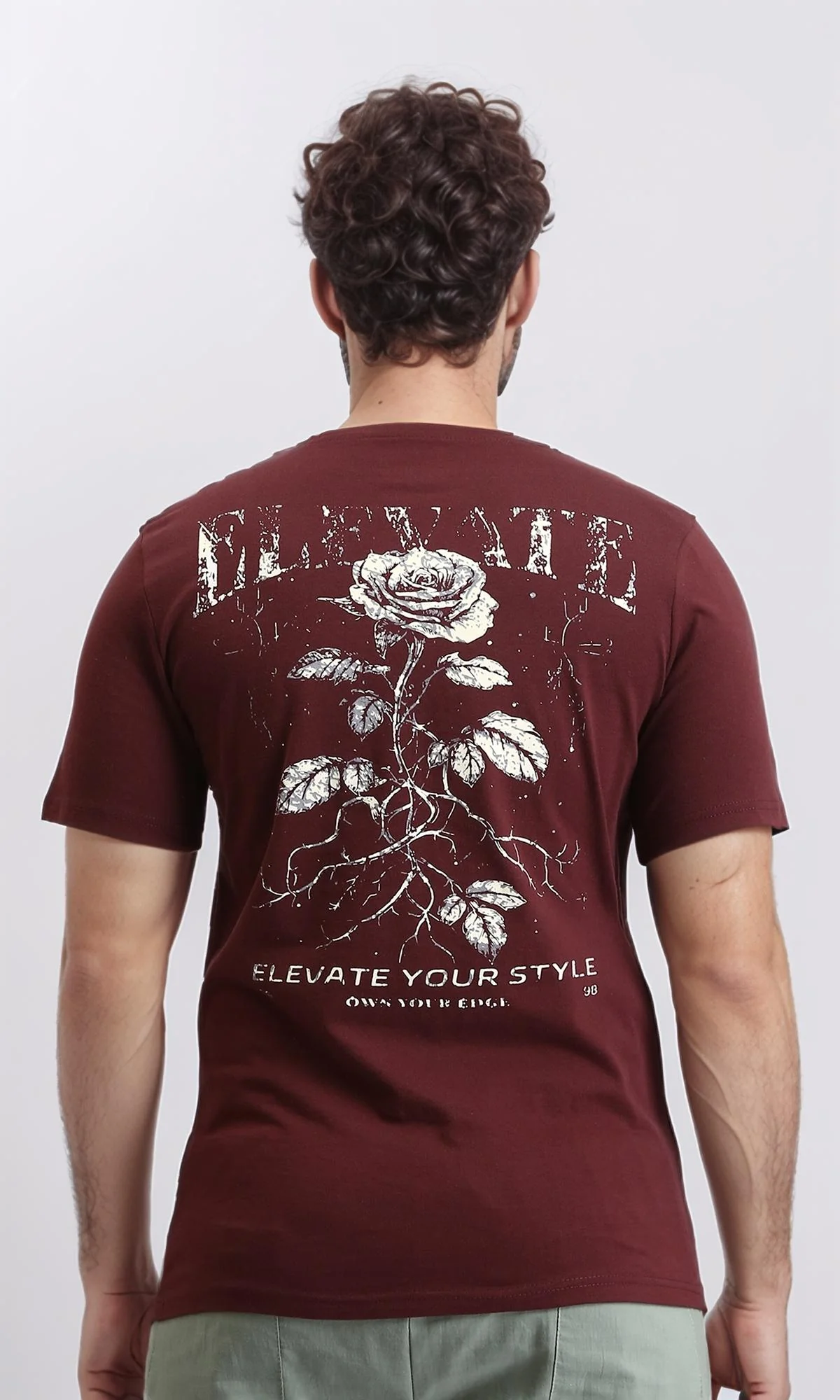 R208972 - "Elevate Your Style" Short Sleeves Tee - Burgundy - Image 2