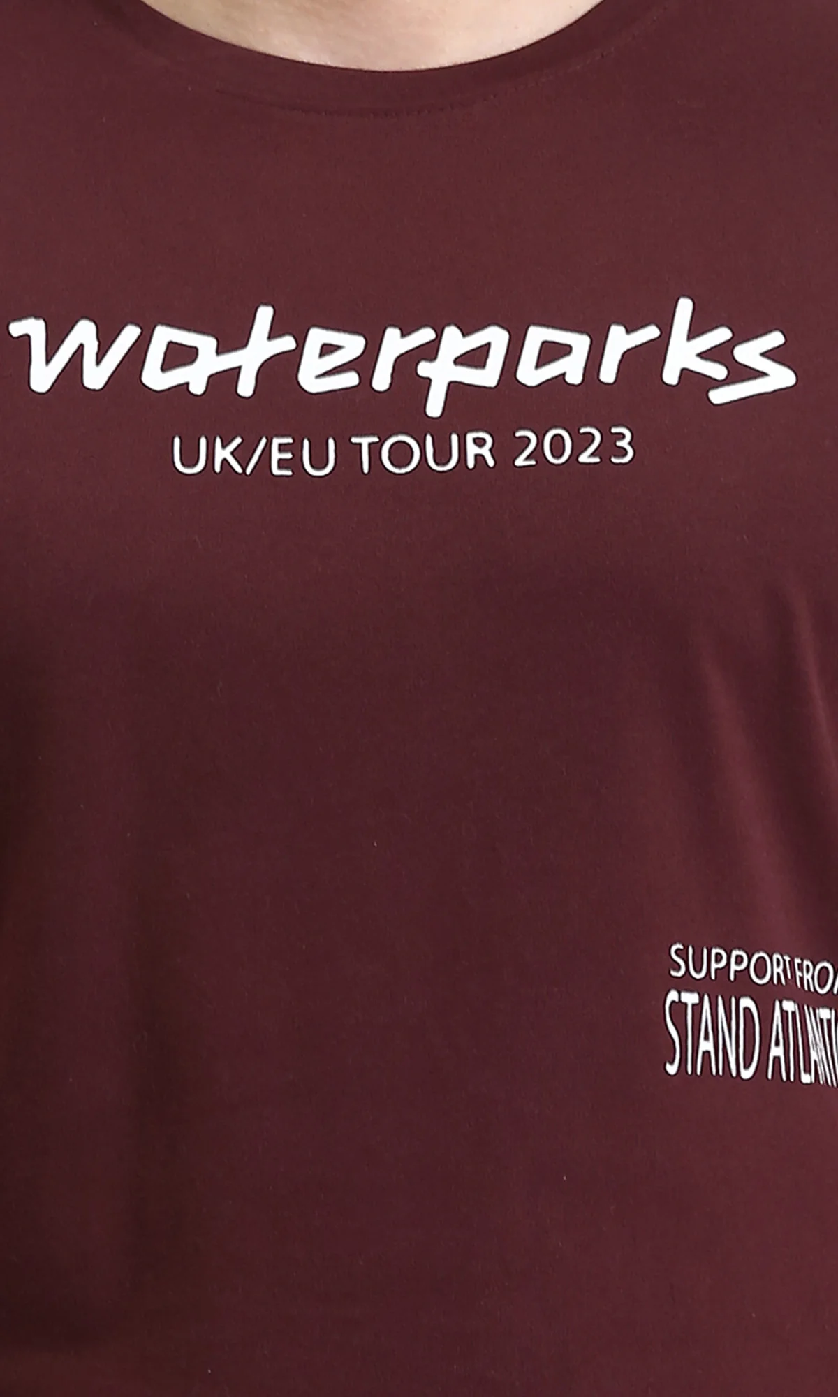 R208973 - Regular Cotton Tee with Front Print - Burgundy - Image 3