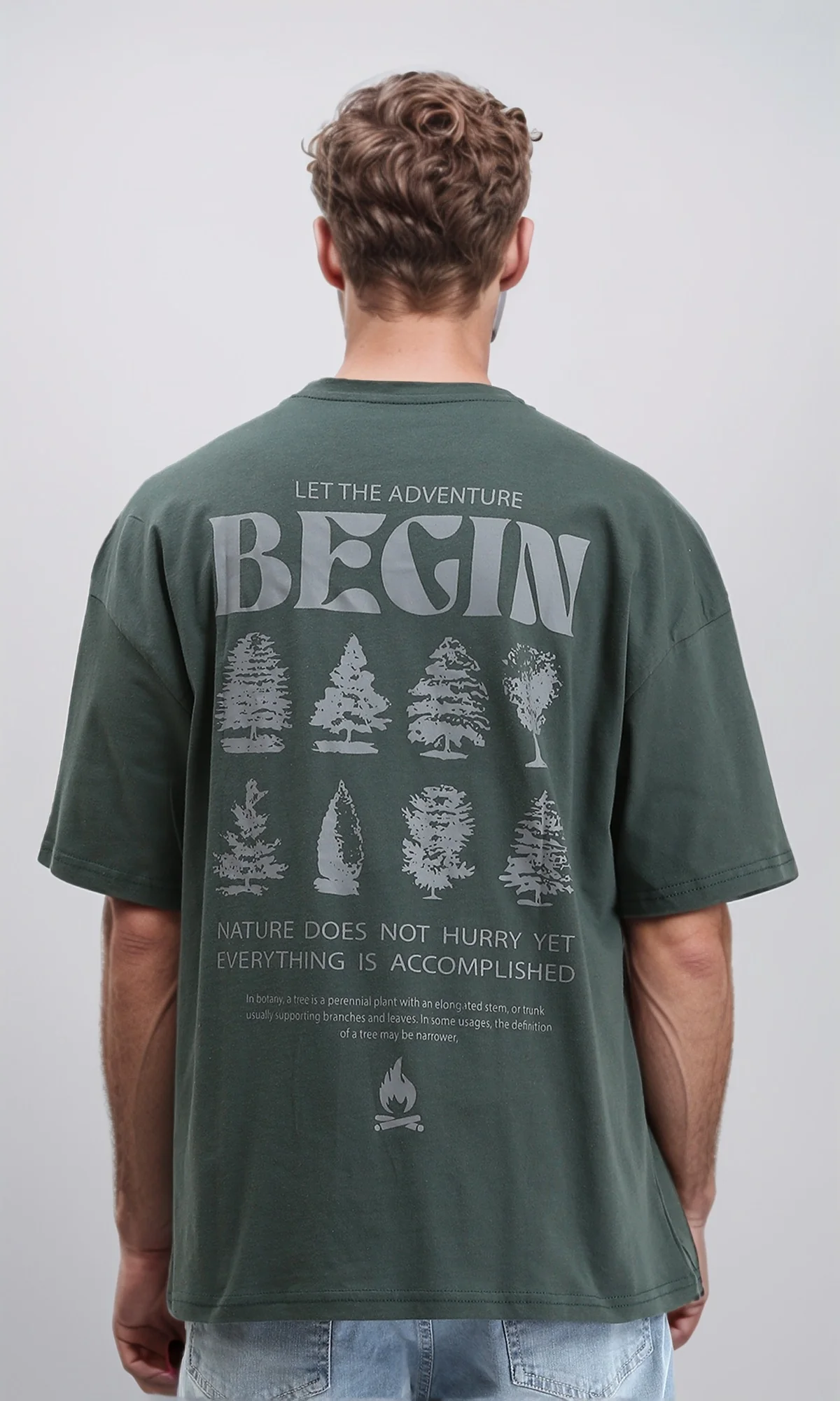 R208975 - Round Neck Printed Cotton Tee - Dark Jade - Image 2