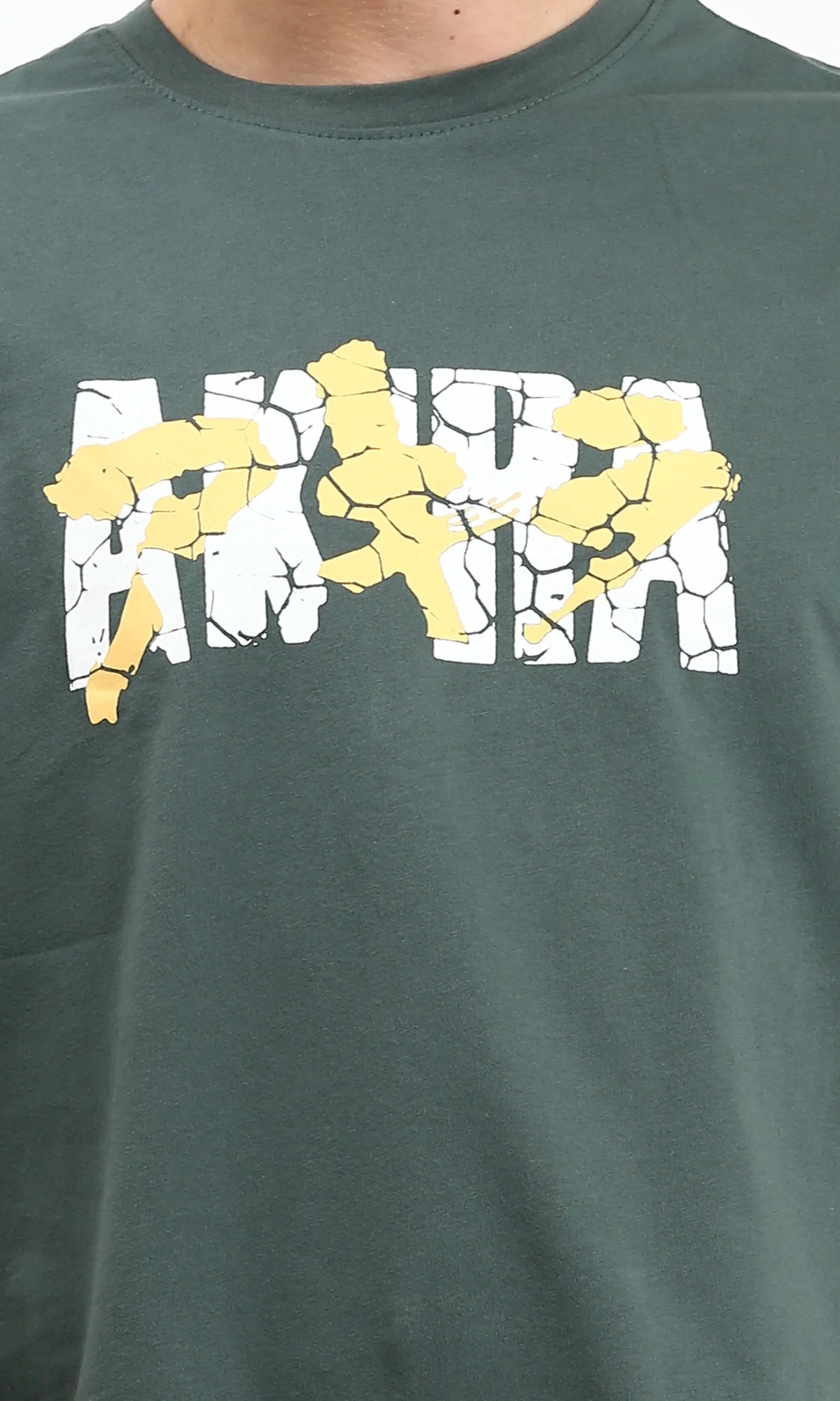 R208976 - Cotton Tee with Front & Back Print - Dark Jade - Image 3