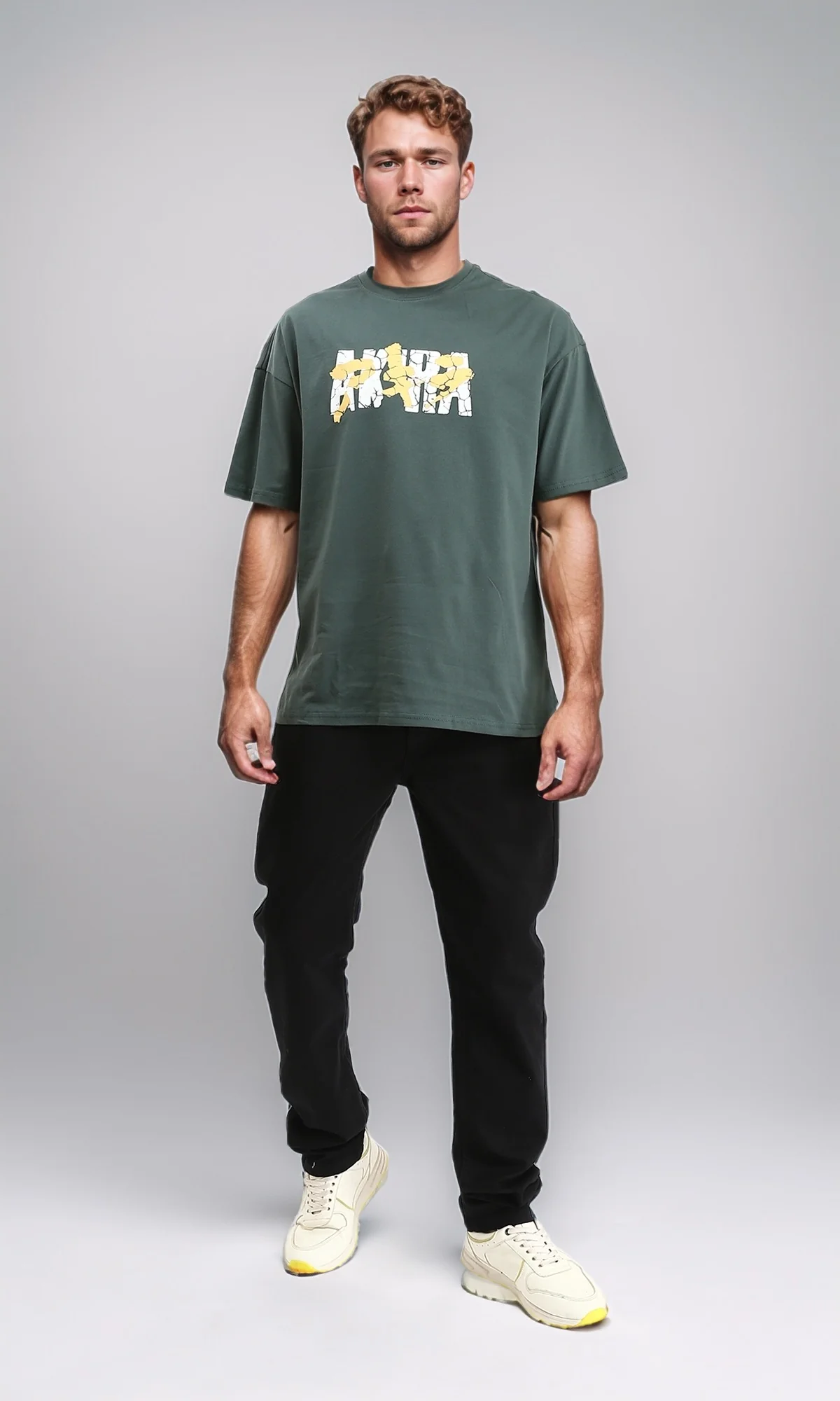 R208976 - Cotton Tee with Front & Back Print - Dark Jade - Image 4