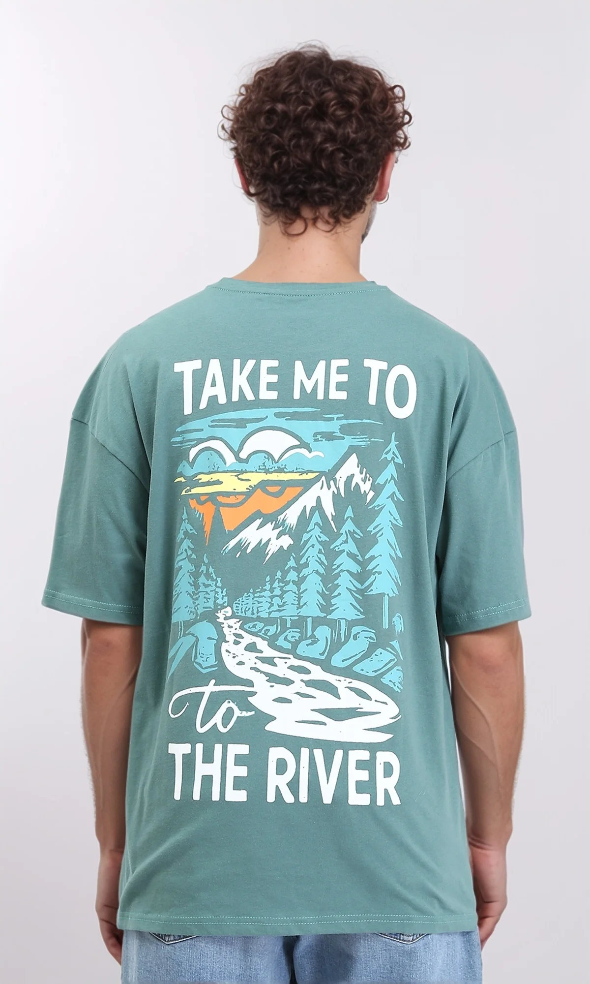 R209082 - Front & Back Print Cotton Tee - Dark Mint - Image 2