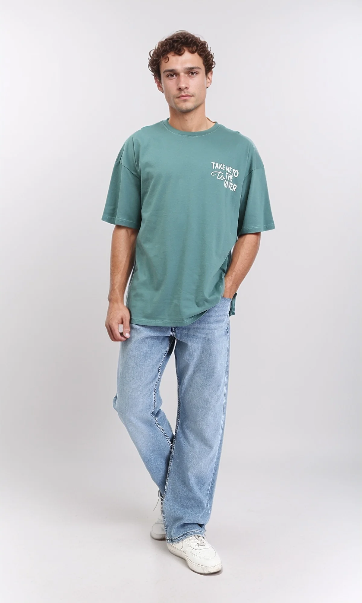 R209082 - Front & Back Print Cotton Tee - Dark Mint - Image 4