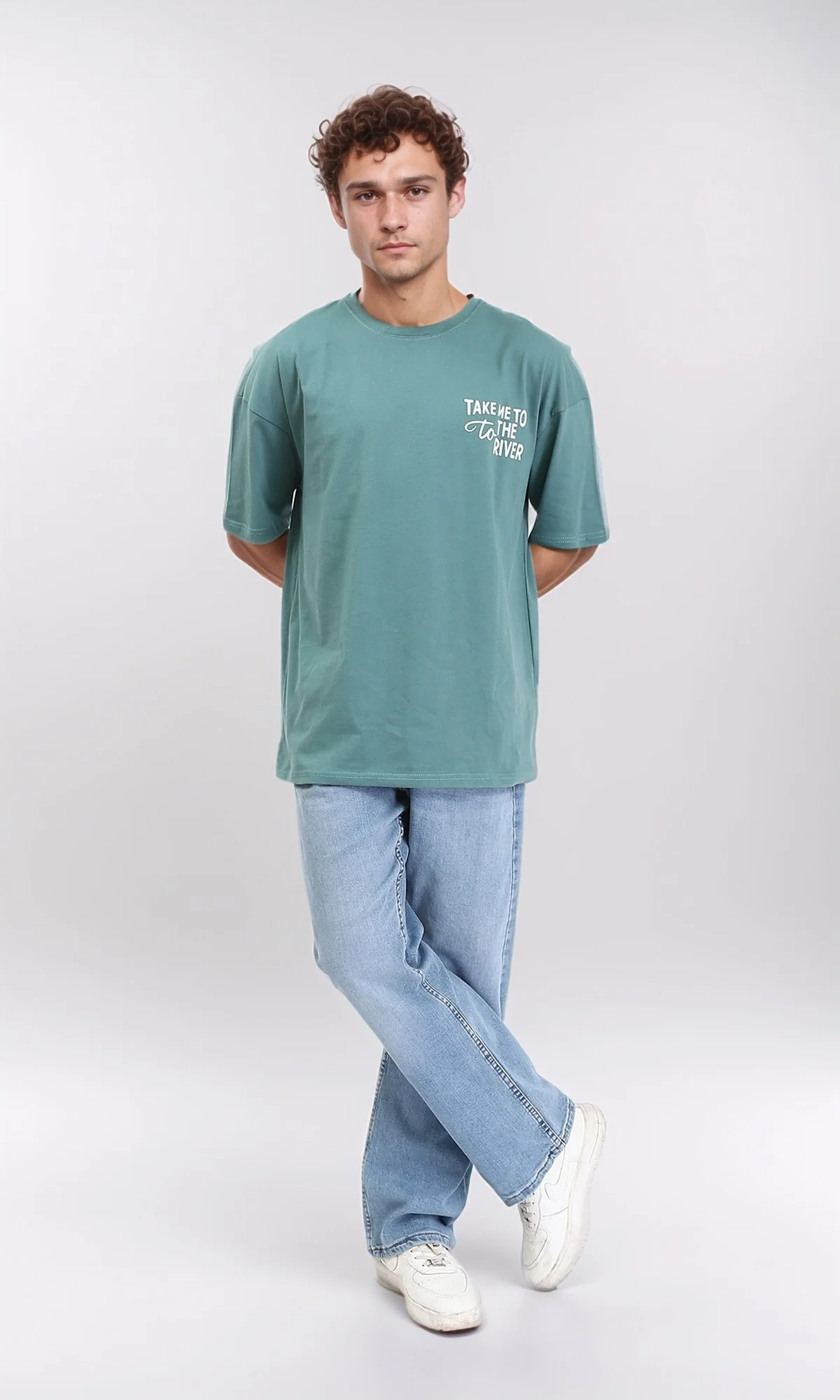 R209082 - Front & Back Print Cotton Tee - Dark Mint - Image 5
