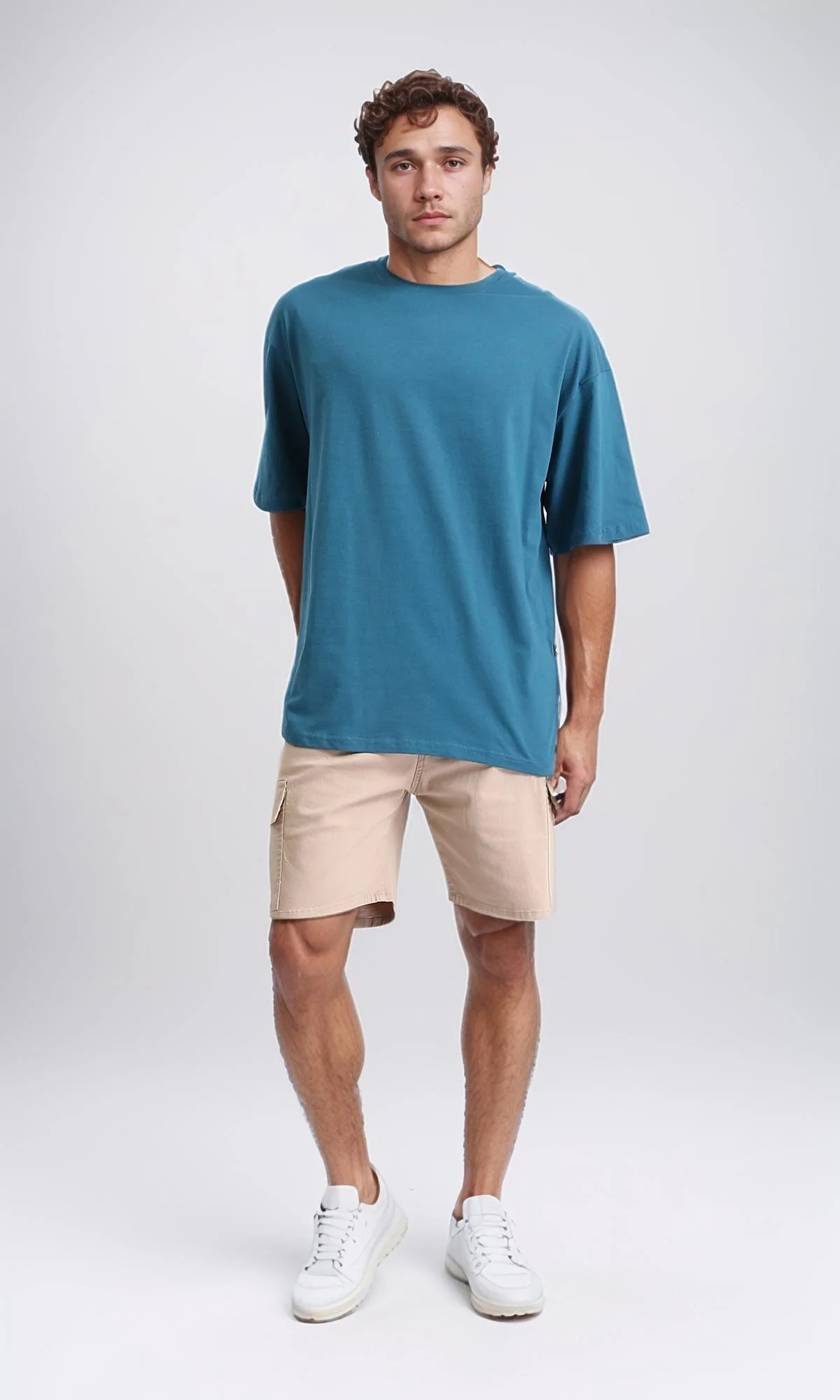 R209086 - Crew Neck Slip On Basic Tee - Light Teal - Image 4