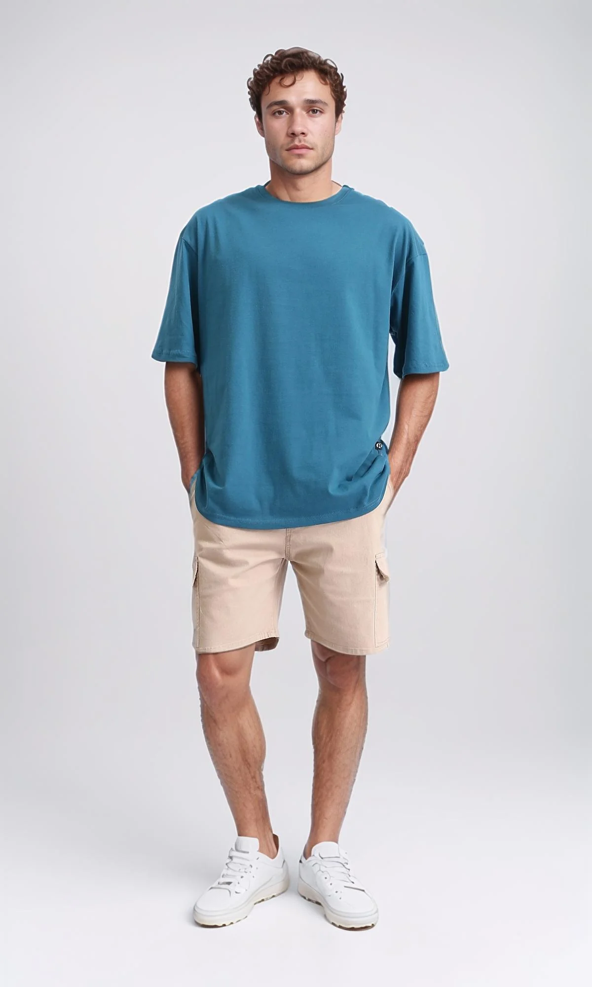 R209086 - Crew Neck Slip On Basic Tee - Light Teal - Image 5