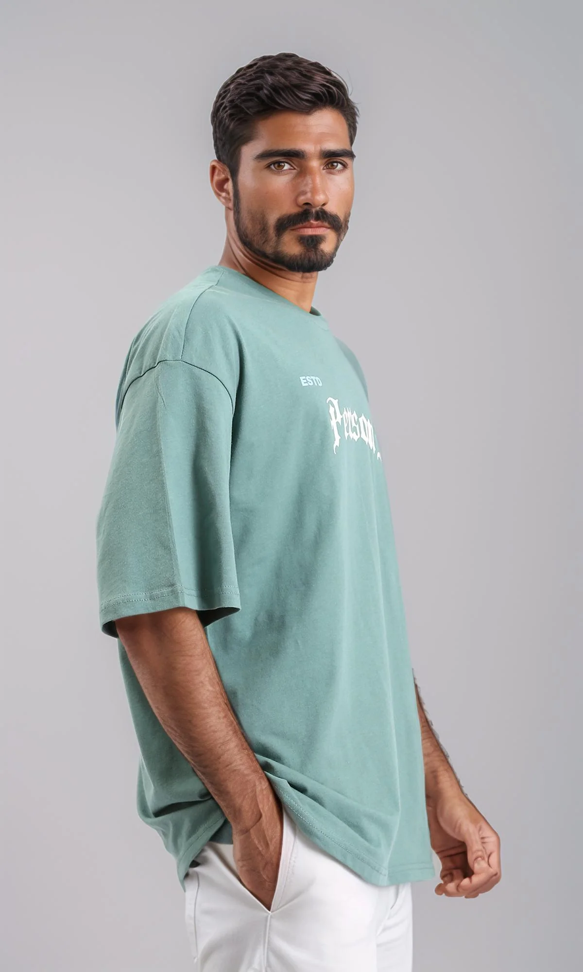 R209087 - Printed Loose Fit Slip On Tee - Dark Mint - Image 2