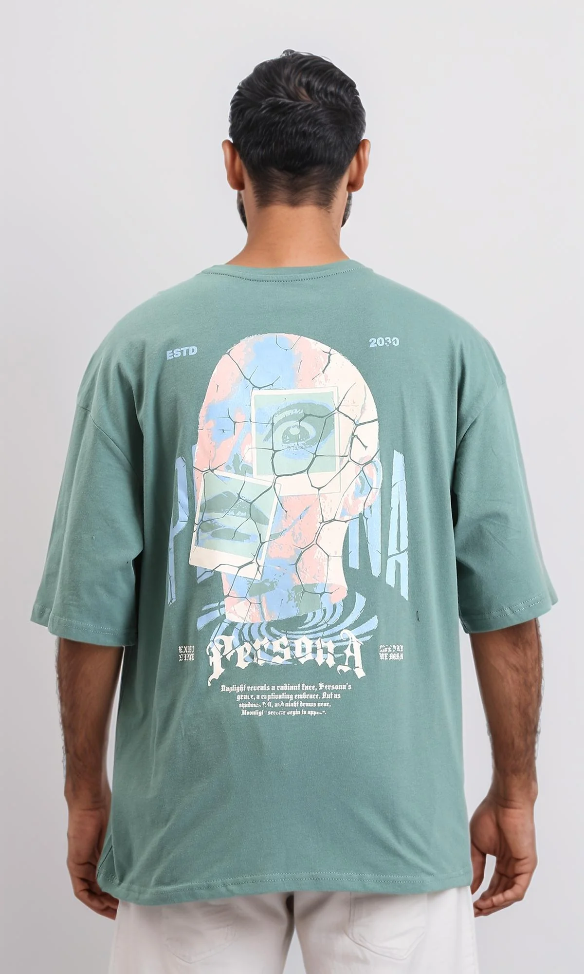 R209087 - Printed Loose Fit Slip On Tee - Dark Mint - Image 3