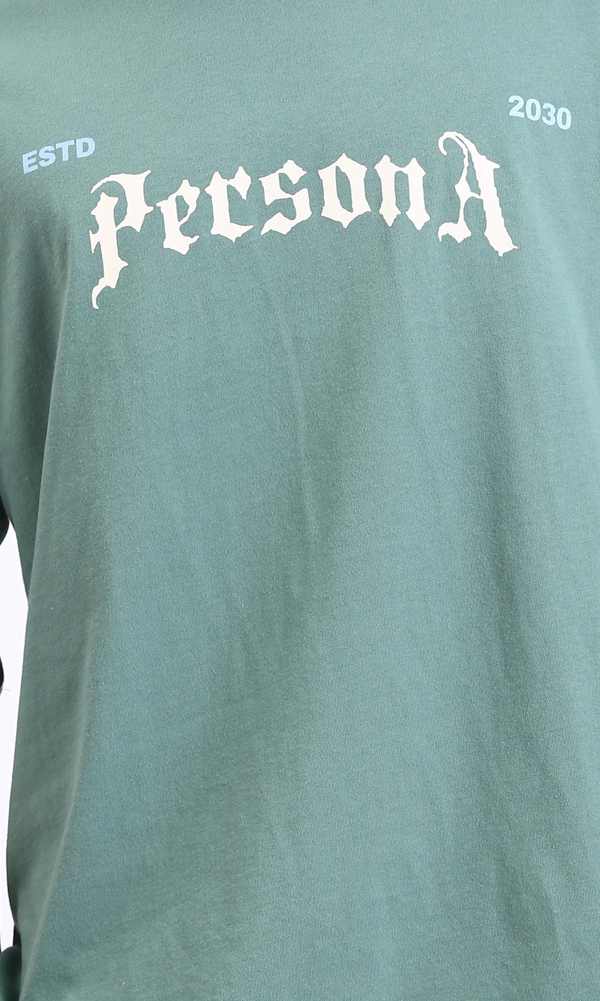 R209087 - Printed Loose Fit Slip On Tee - Dark Mint - Image 4