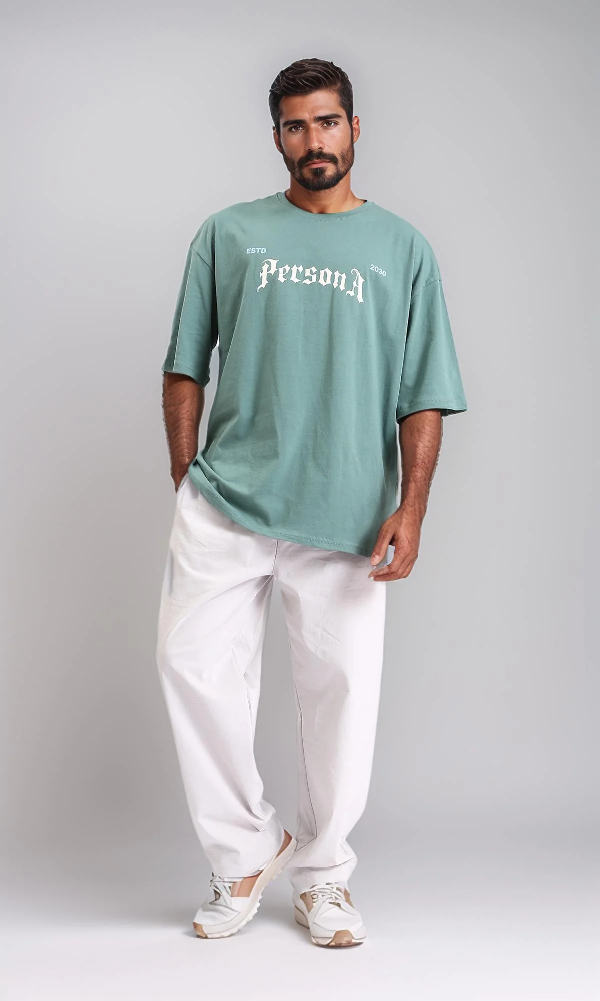 R209087 - Printed Loose Fit Slip On Tee - Dark Mint - Image 5