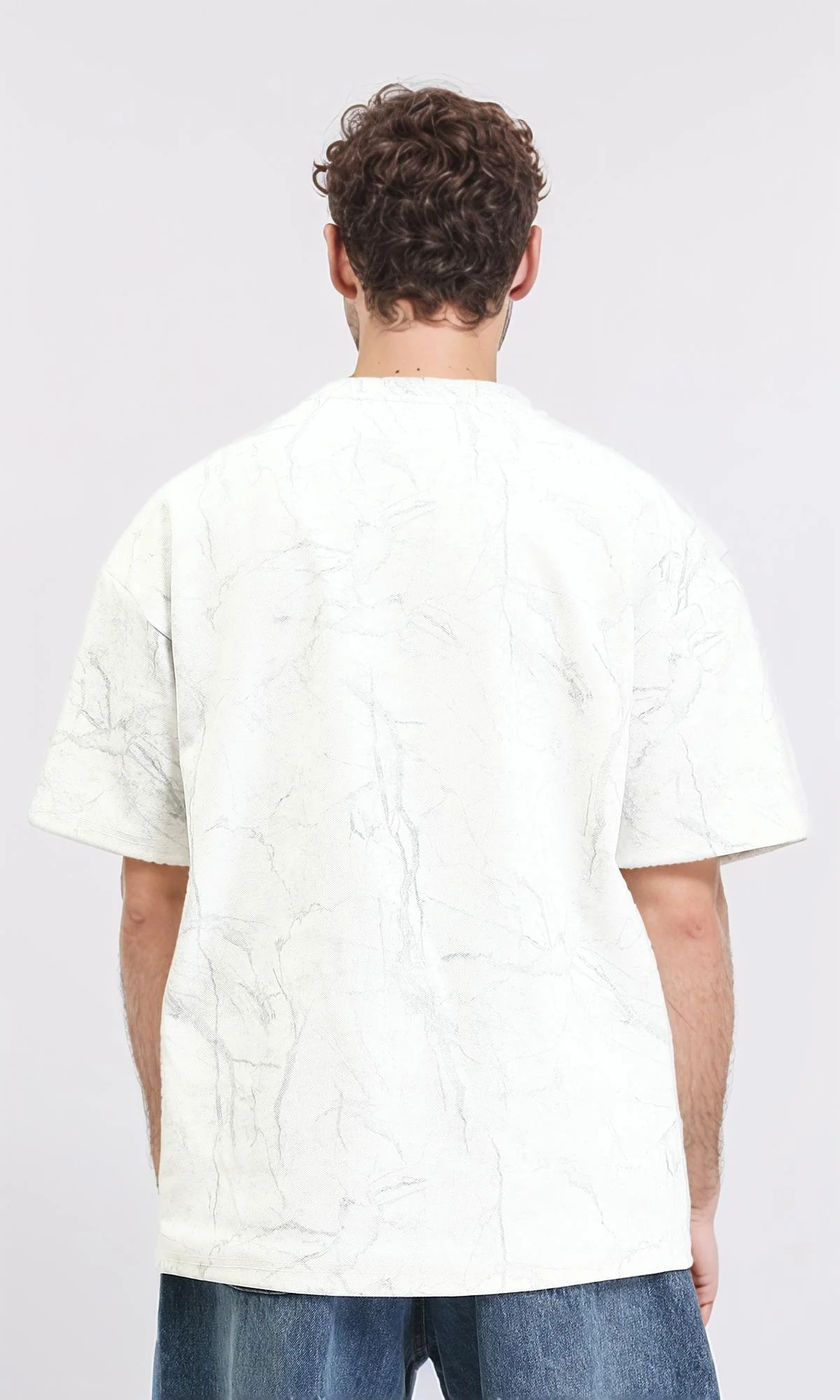 R209089 - Relaxed Fit Summer Marble Tee - White & Grey - Image 2