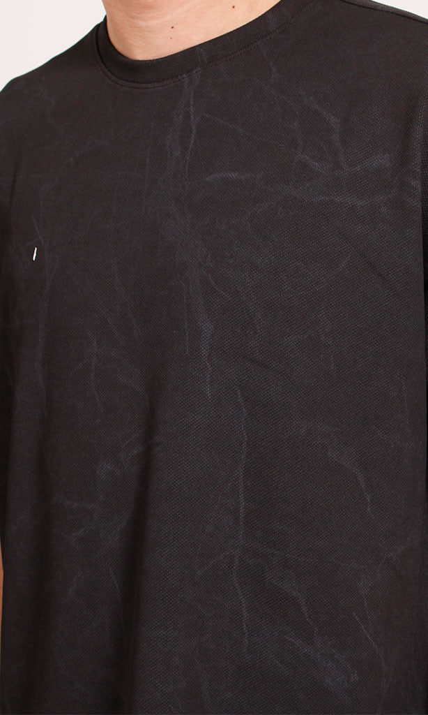R209092 - Waffle Textured Oversized T-Shirt - Black - Image 3
