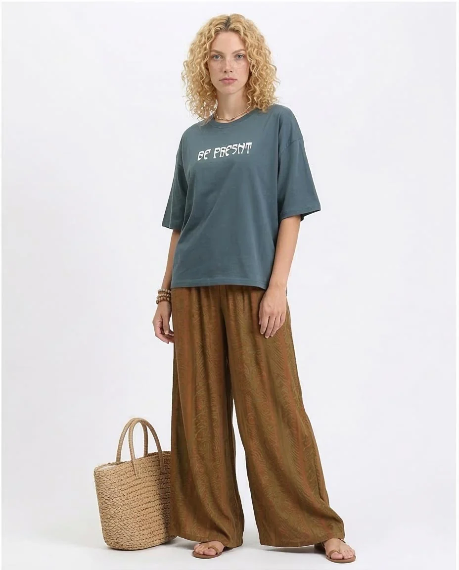 Ravin Oversized "Be Present" Graphic Tee – Slate Blue - R209130 - Image 5