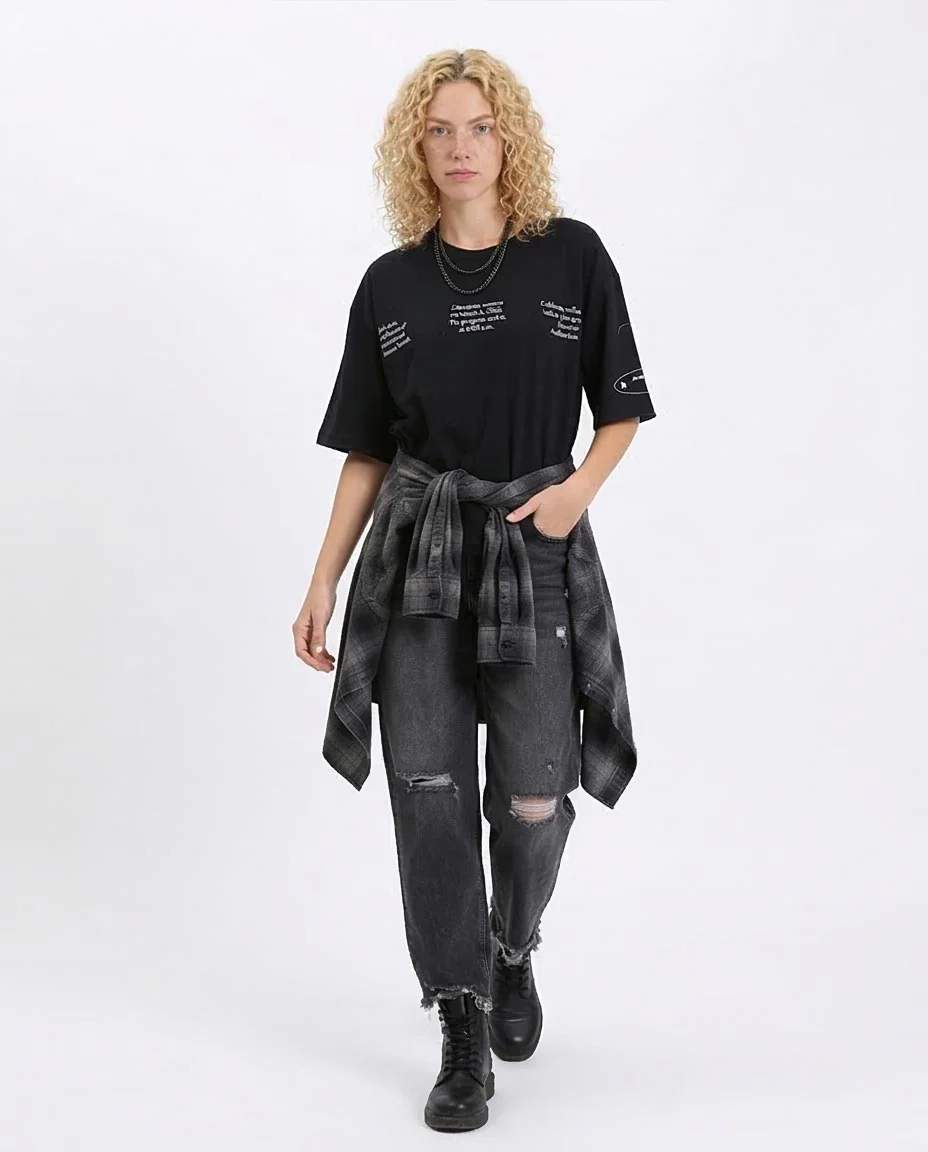 Ravin "Kawkab al-Sharq" Oversized Graphic T-Shirt - Umm Kulthum Edition - Black - R209134 - Image 5