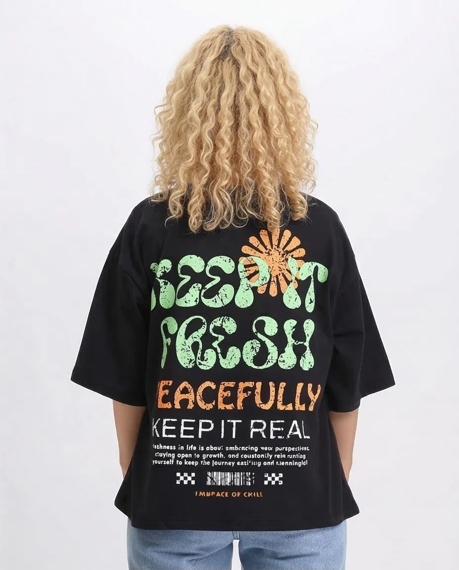Ravin Men's Oversized "Keep It Fresh" Graphic T-Shirt - Black - R209137 - Image 2