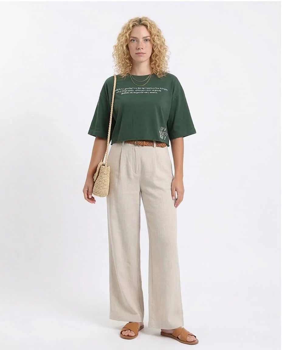 Ravin "Hope Lights The Way" Cropped Graphic Tee – Forest Green - R209145 - Image 3