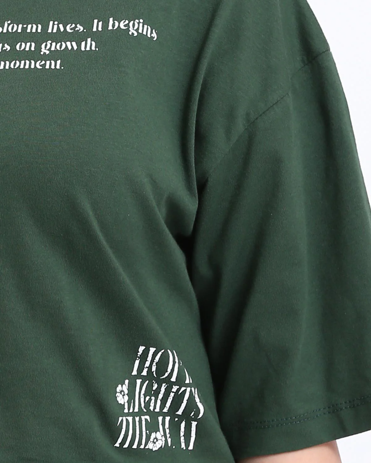 Ravin "Hope Lights The Way" Cropped Graphic Tee – Forest Green - R209145 - Image 4