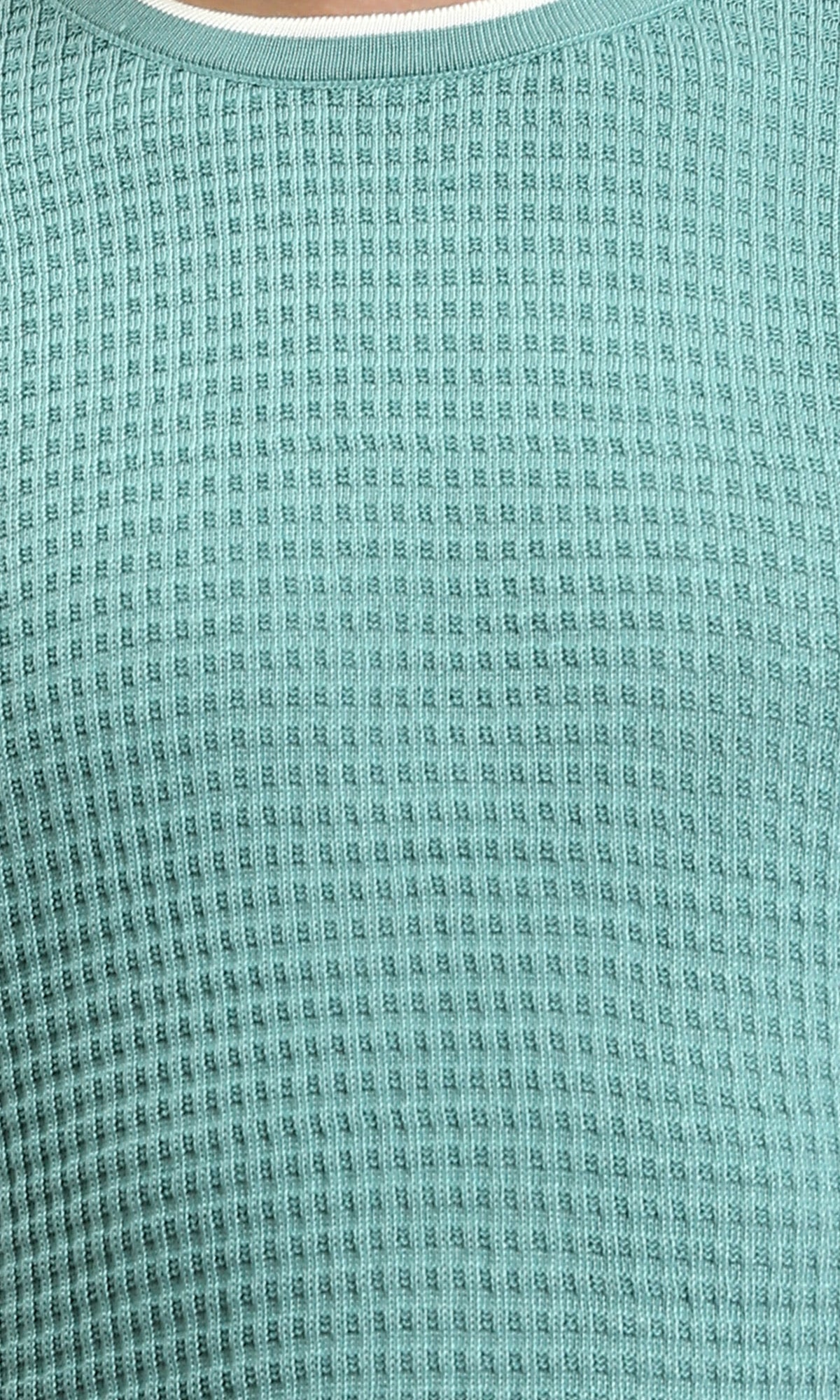 R209202 - Round Neck Self Pattern Comfy Tee - Dark Mint - Image 3