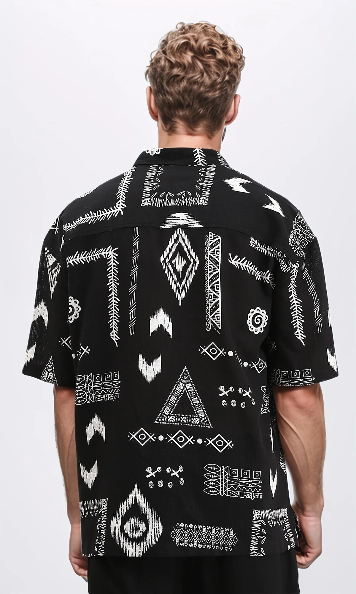 R209205 - Casual Ethnic Pattern Summer Shirt - Black - Image 2