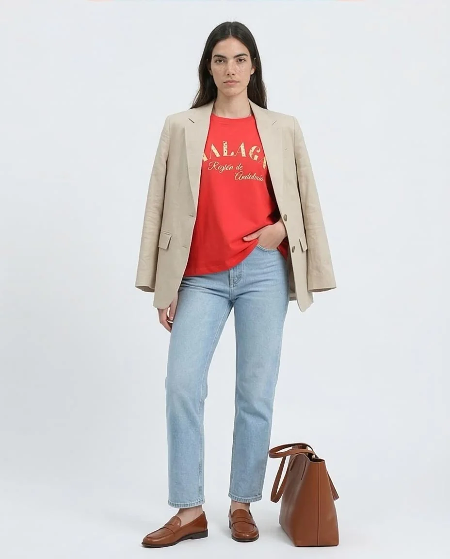 Ravin Oversized Graphic Tee: Malaga Retro Vibes and Andalusian Allure- Red - R209225 - Image 5