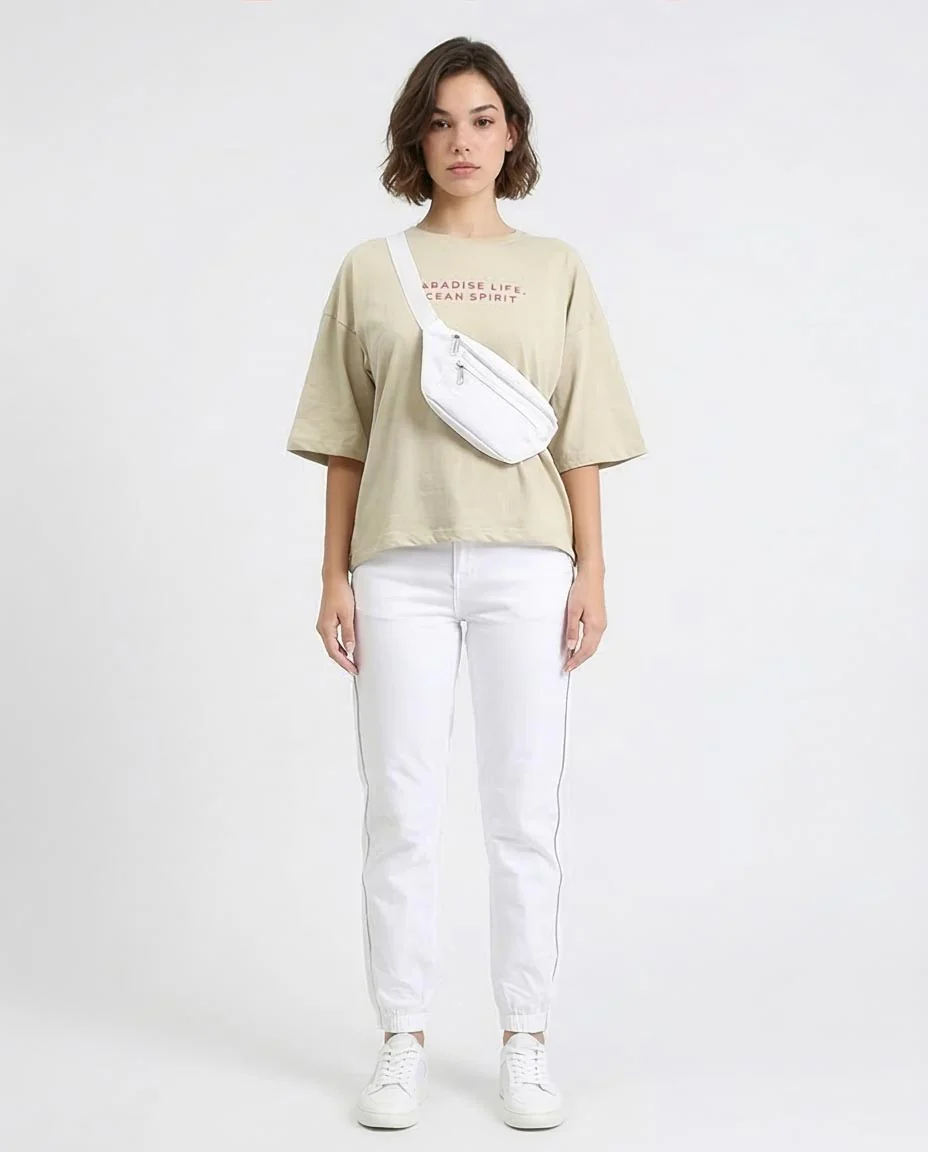 Ravin Women’s Oversized "Red Sea Surf Club" Graphic T-Shirt – Sand - R209227 - Image 3