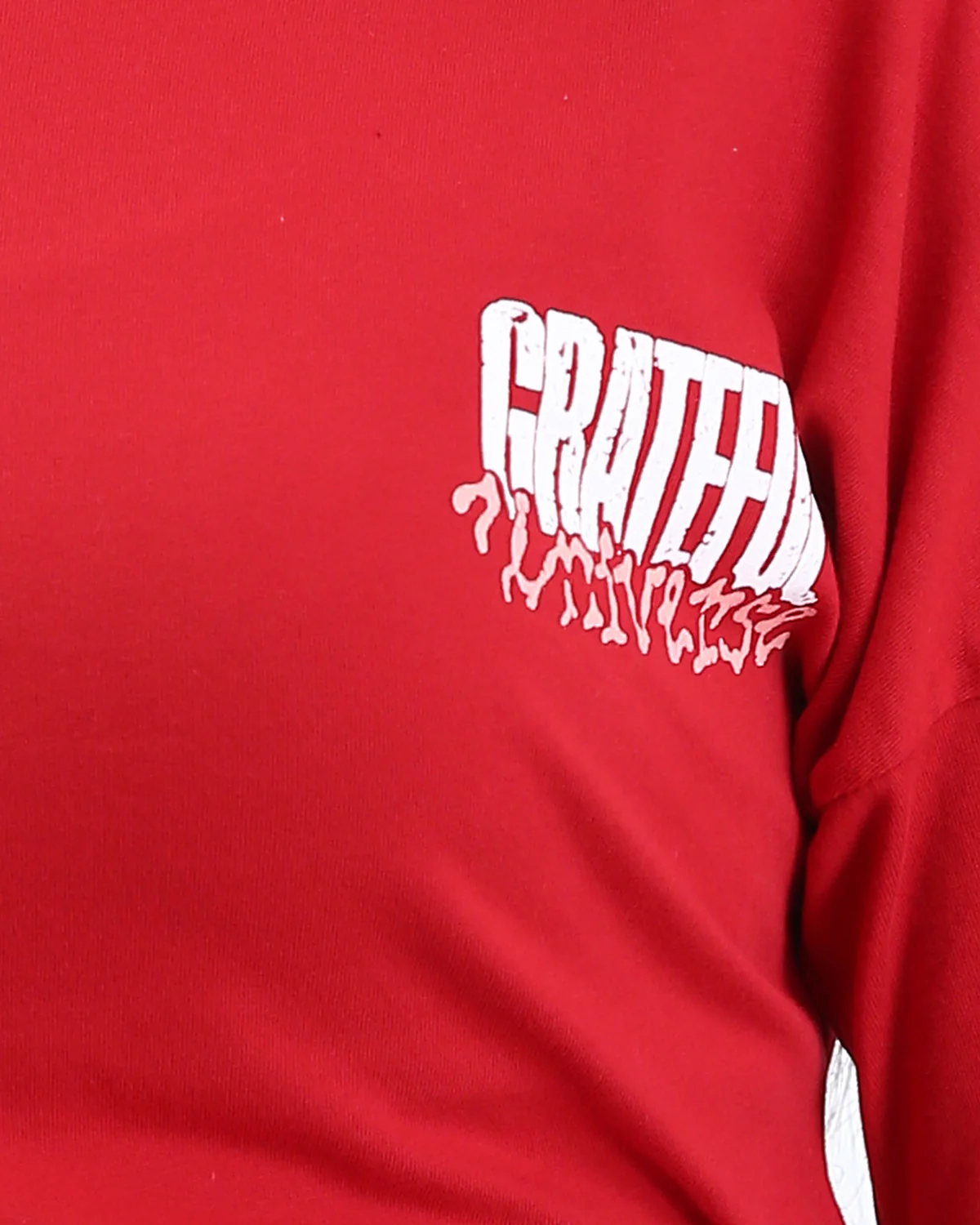 R209235 - Elbow Sleeves Tee with Side Drawstrings - Red - Image 4