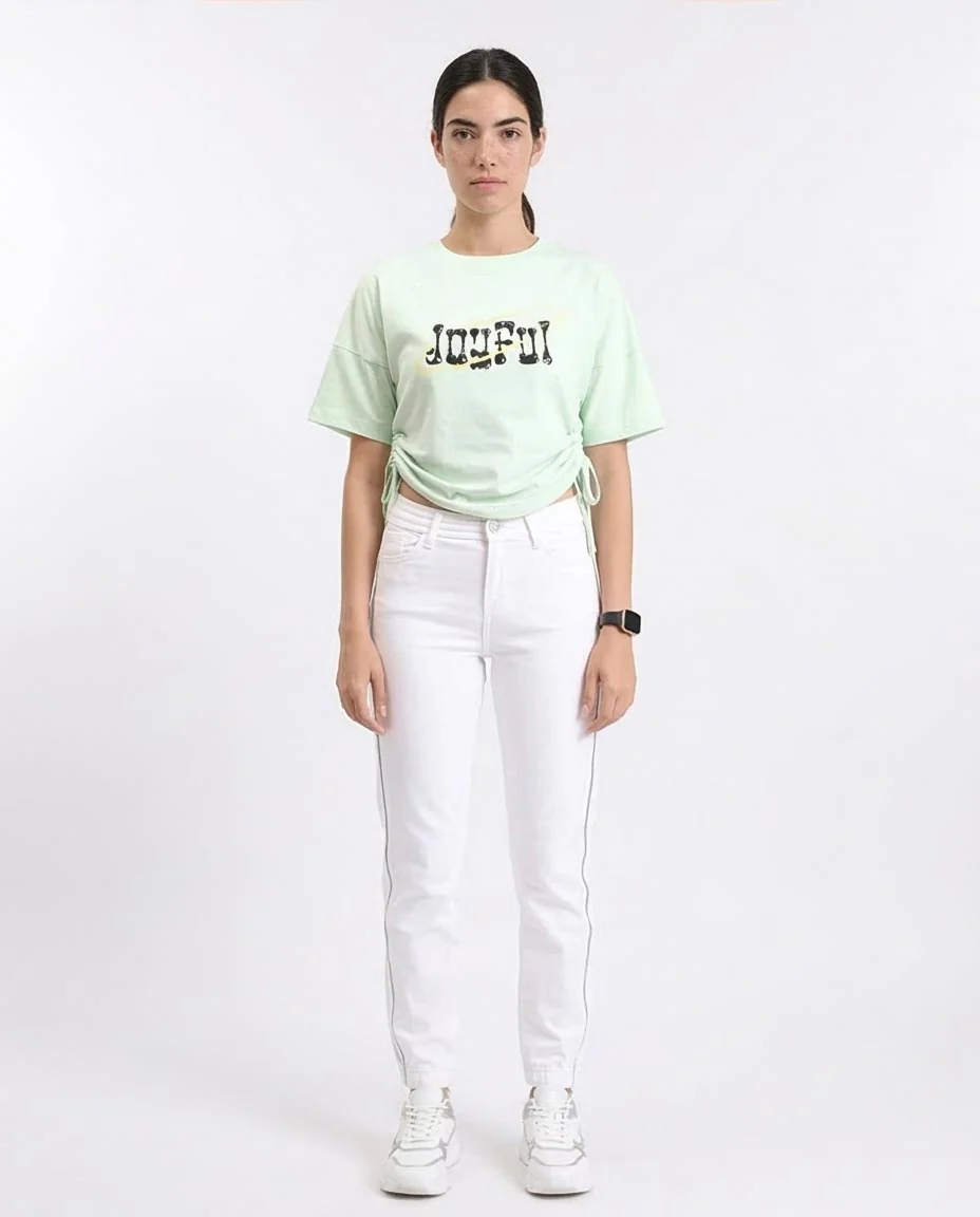 Ravin Women's Joyful Ruched Side Graphic T-Shirt – Mint - R209236 - Image 3