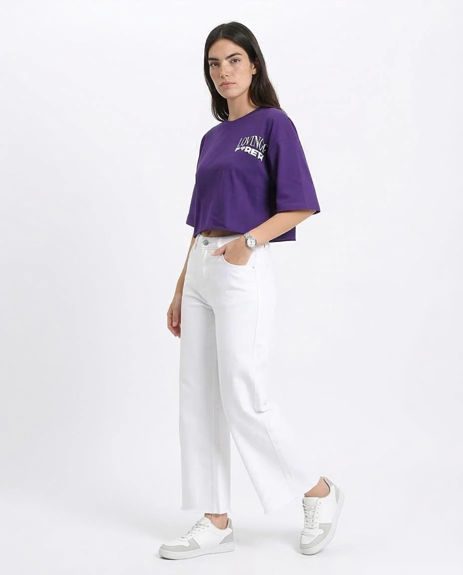 Ravin Women's "Brainwash" Graphic Boxy Crop T-Shirt – Deep Purple - R209240 - Image 5