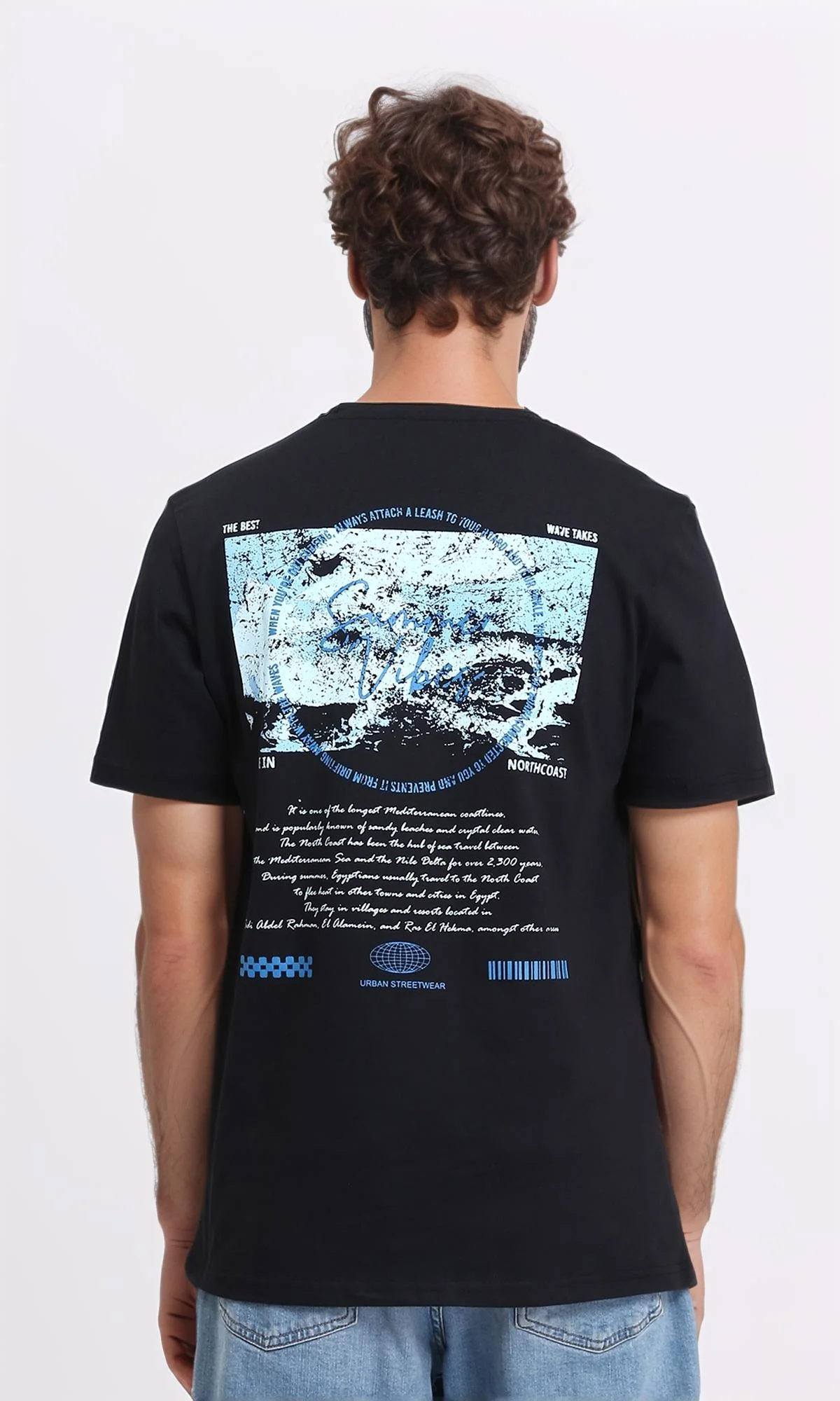 R209357 - Crew Neck Short Sleeves Casual Tee - Black - Image 2