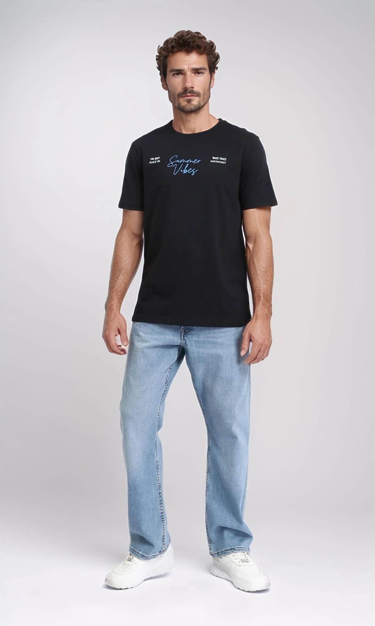 R209357 - Crew Neck Short Sleeves Casual Tee - Black - Image 4