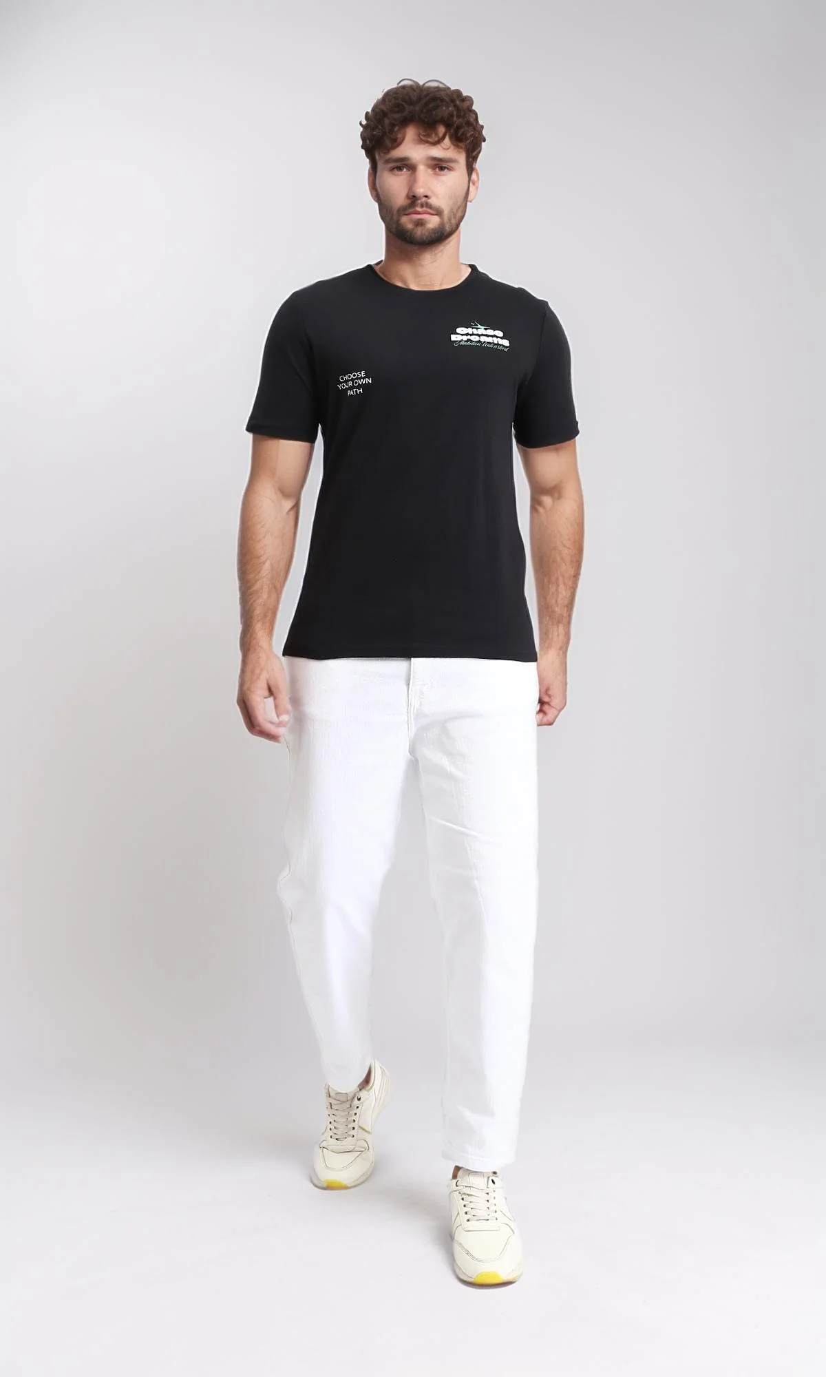R209358 - Regular Cotton Tee with Short Sleeves - Black - Image 4