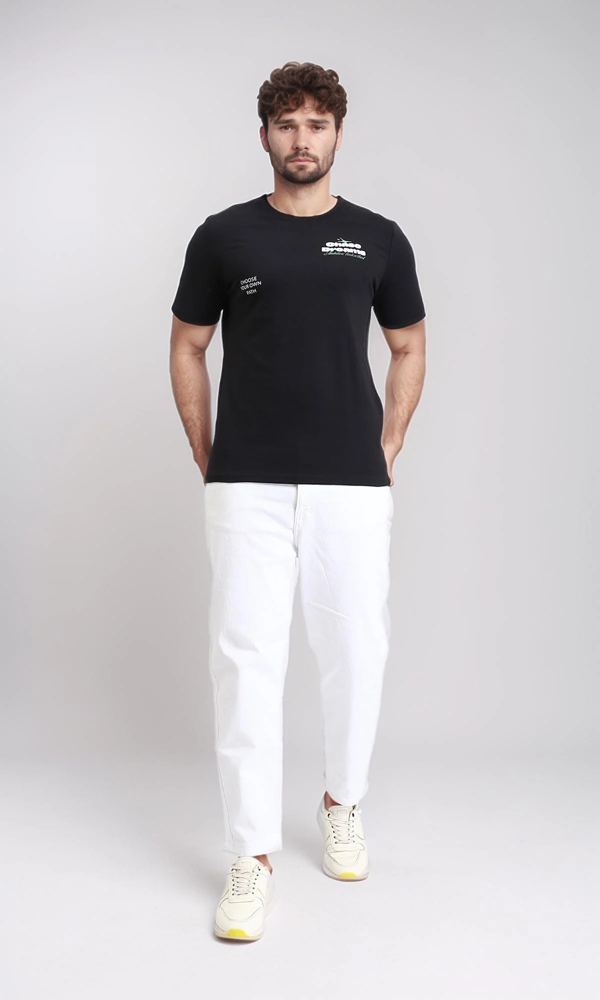 R209358 - Regular Cotton Tee with Short Sleeves - Black - Image 5
