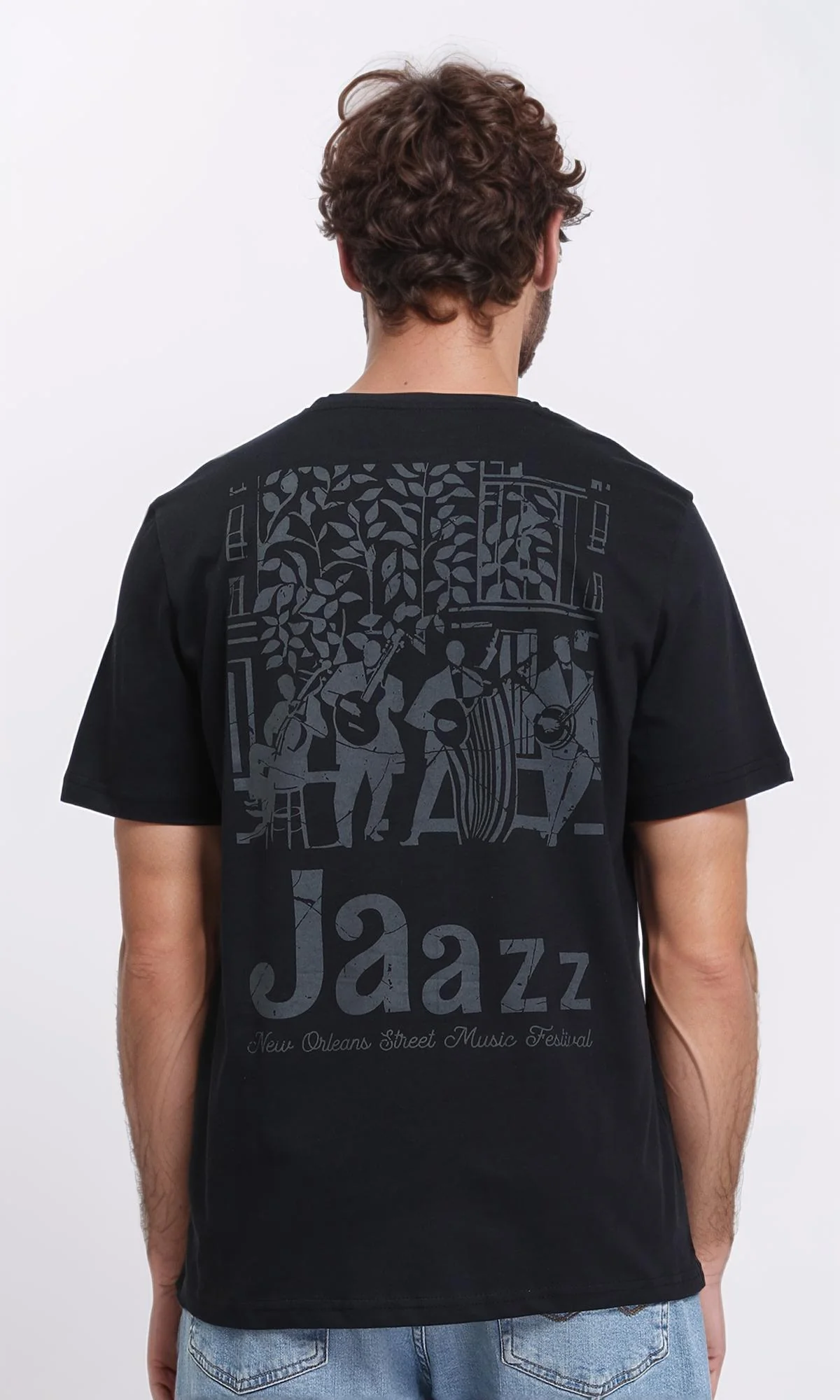 R209359 - Printed "Jaazz" Casual Tee - Black - Image 2